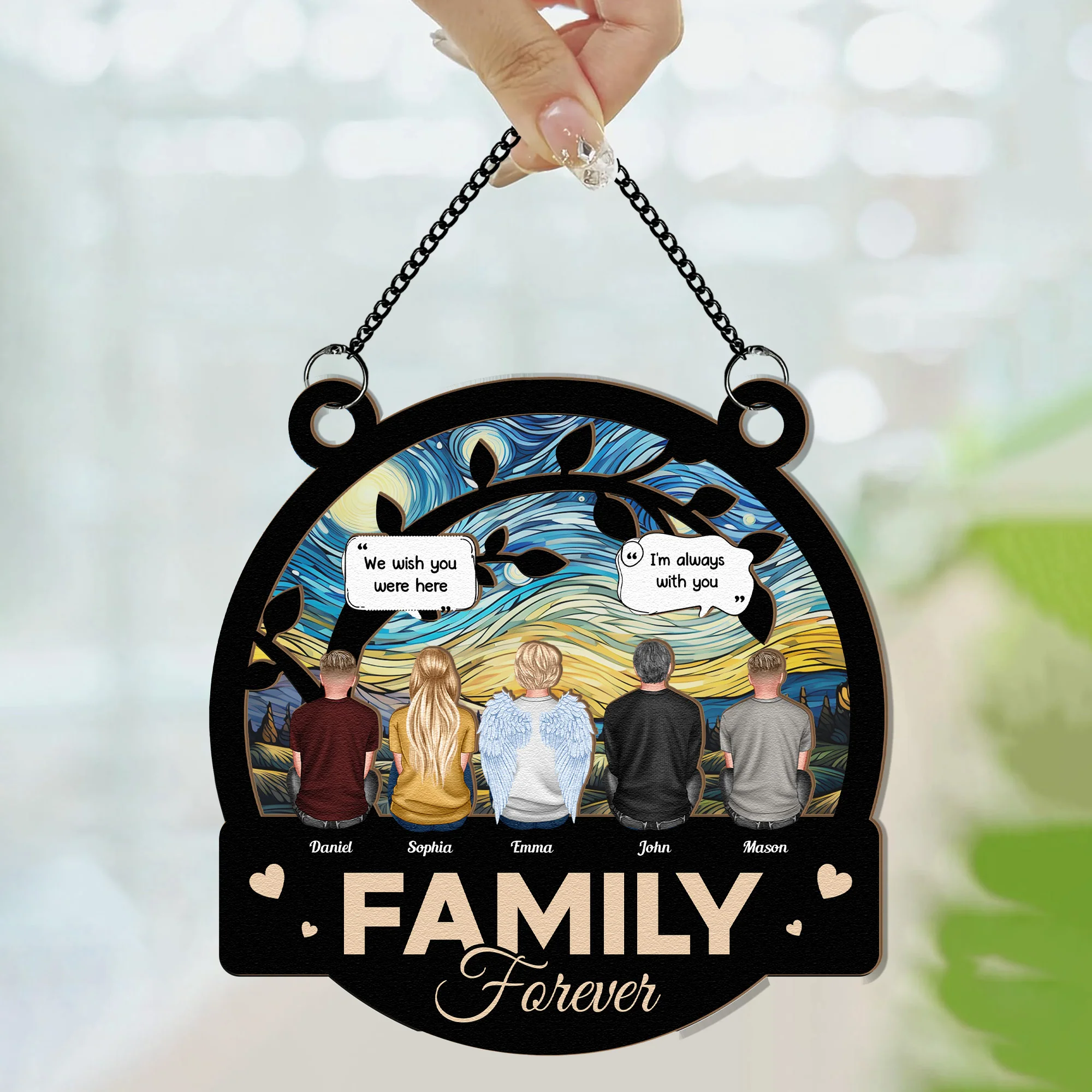 We Miss You I'm Always With You - Personalized Window Hanging Suncatcher Ornament - Image 4
