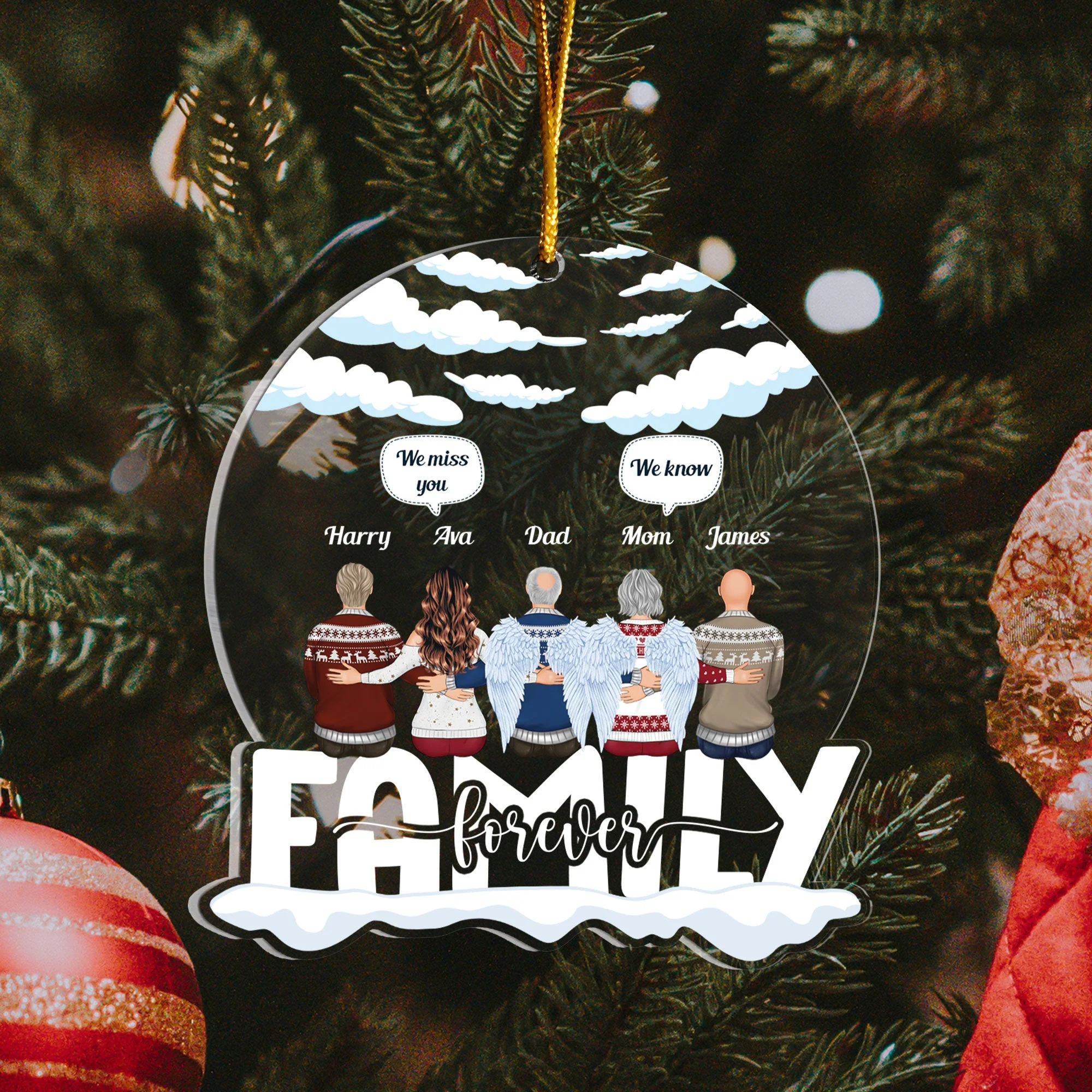 We Miss You - Personalized Snow Globe Shaped Acrylic Ornament - Christmas, Memorial Gift For Family With Loss Ones, Dad, Mom, Grandpa, Grandma - Image 4