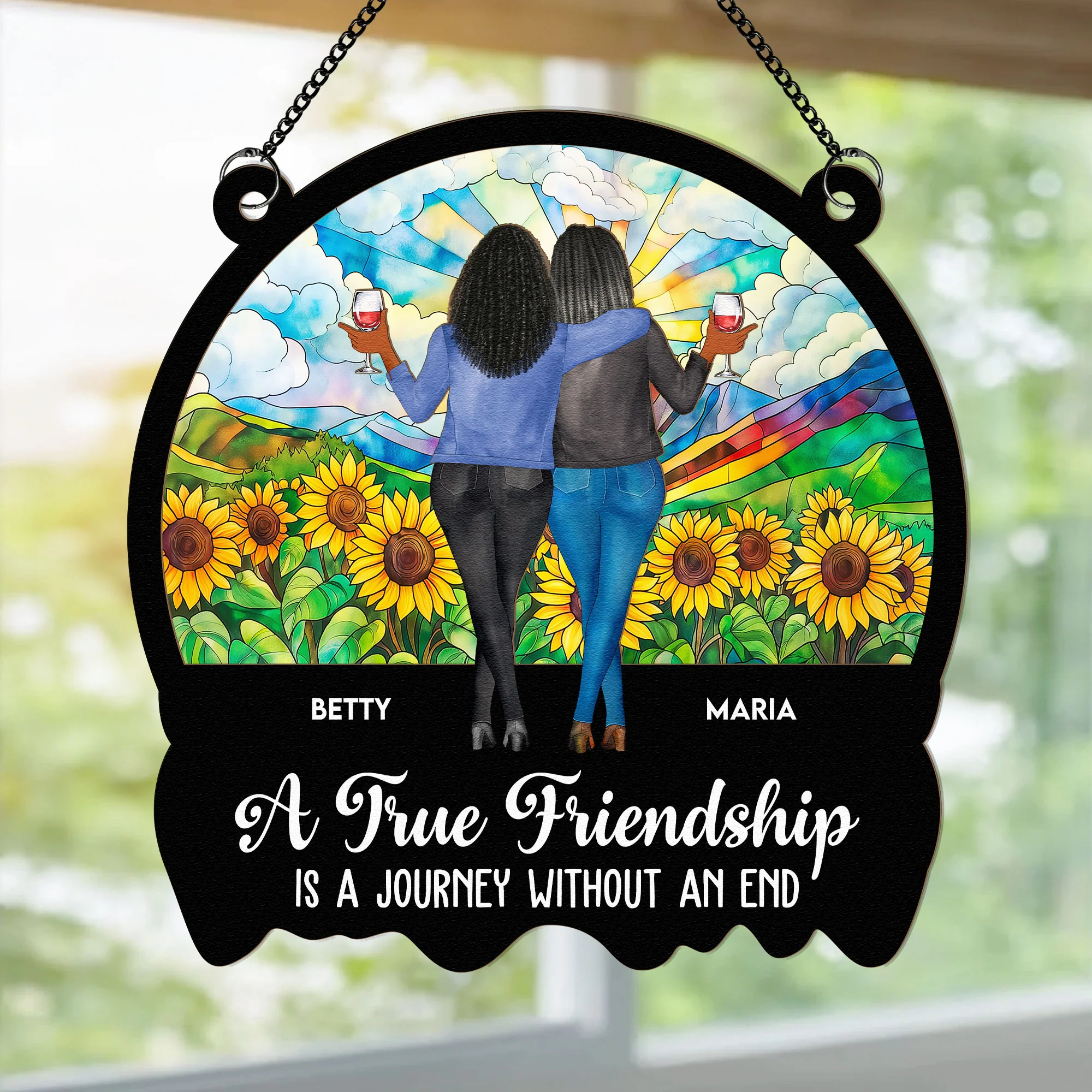 We Never Walk Alone - Personalized Window Hanging Suncatcher Ornament - Image 2