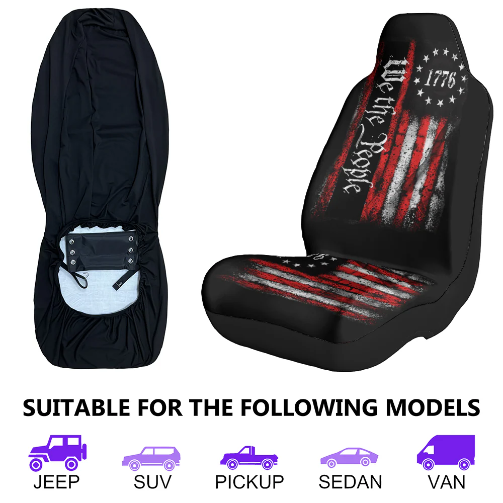 We The People Distressed Flag 250 Years - Personalized Car Seat Cover - Image 3