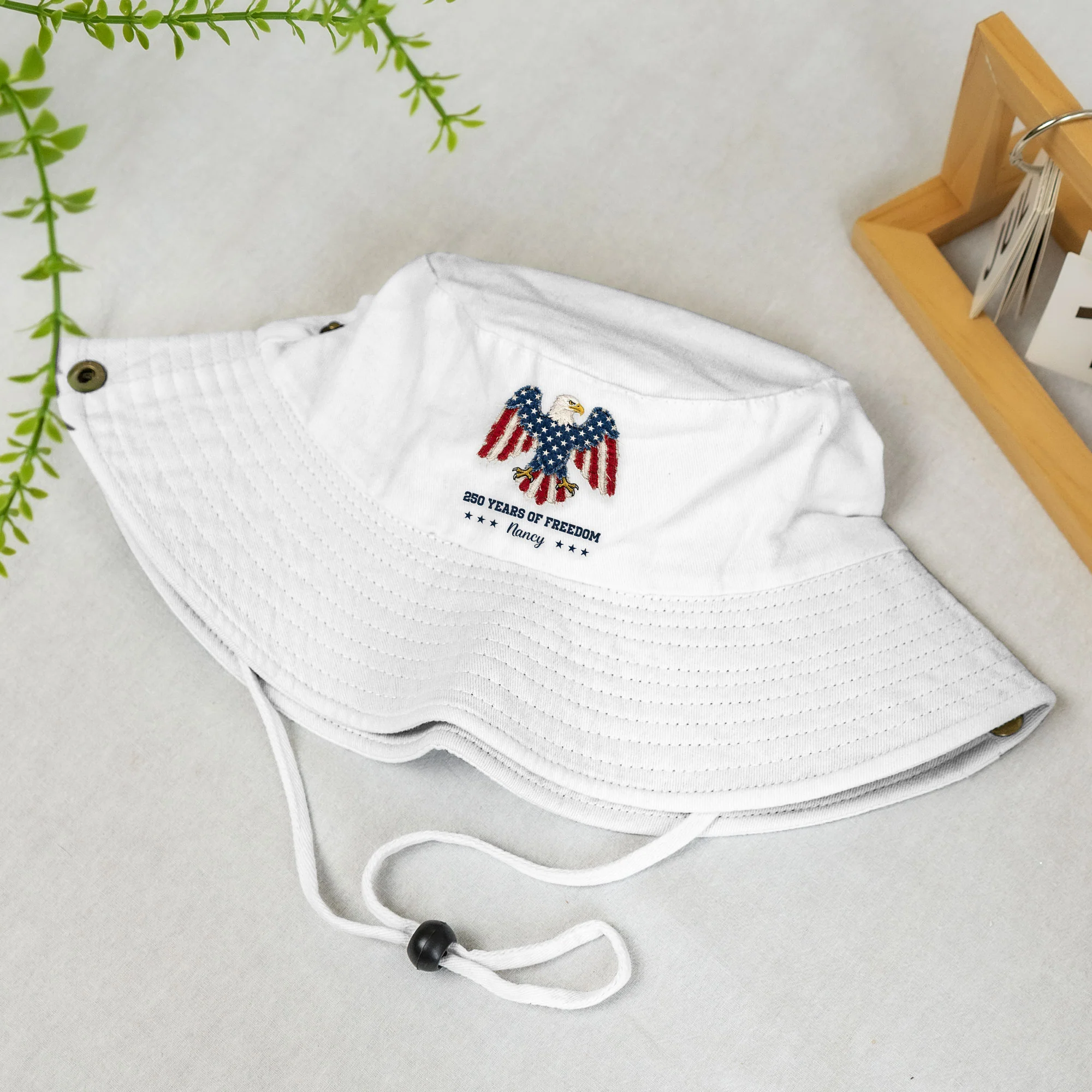 We The People Like To Party 250 Years Of Freedom Faux Pattern - Personalized Bucket Hat - Image 2