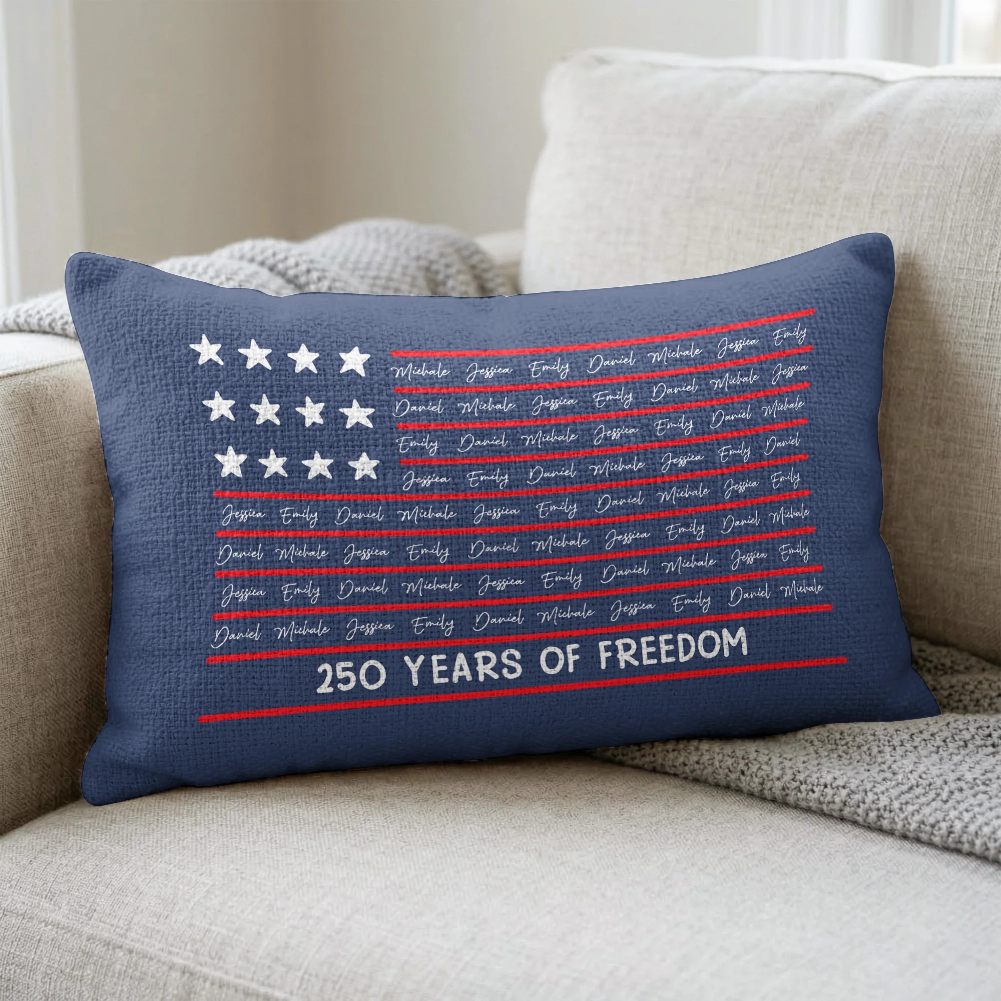 We The People Patriotic Repeating Name 250th Anniversary - Personalized Pillow Cover - Image 4