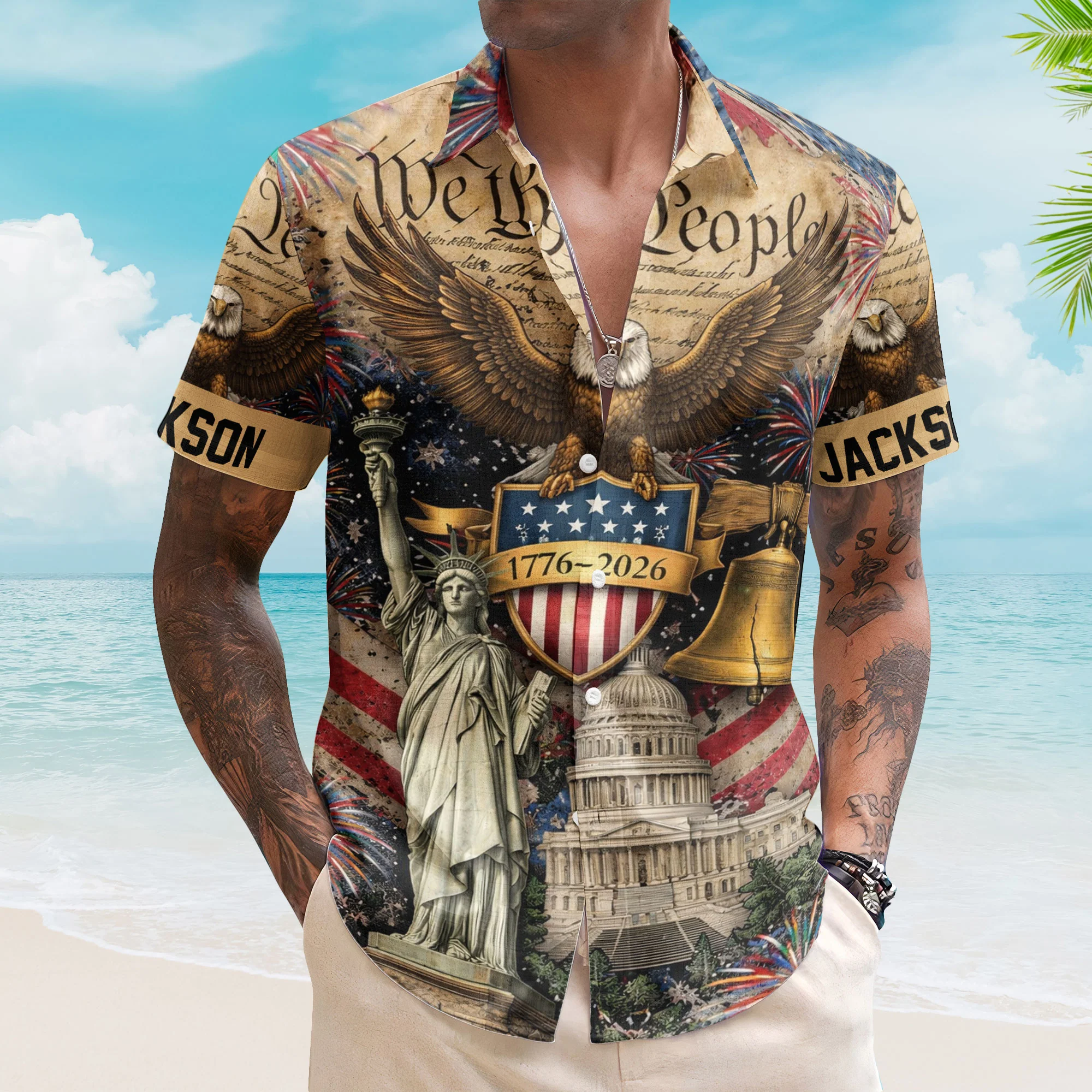 We The People Usa 250th Anniversary - Personalized Hawaiian Shirt - Image 2