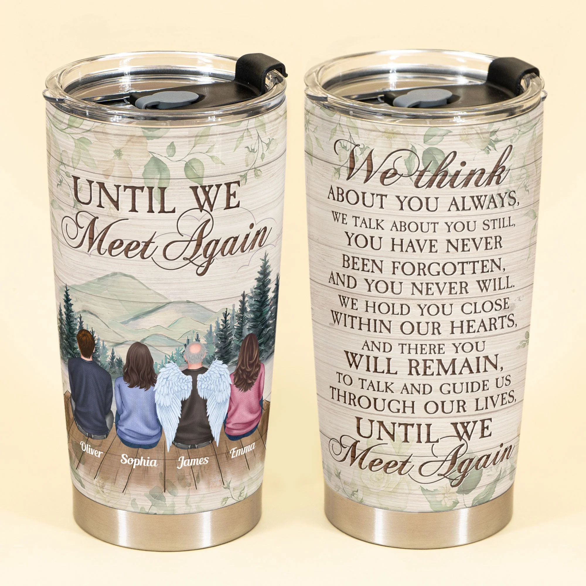 We Think About You Always - Personalized Tumbler - Memorial Gift For Family Members - Image 2