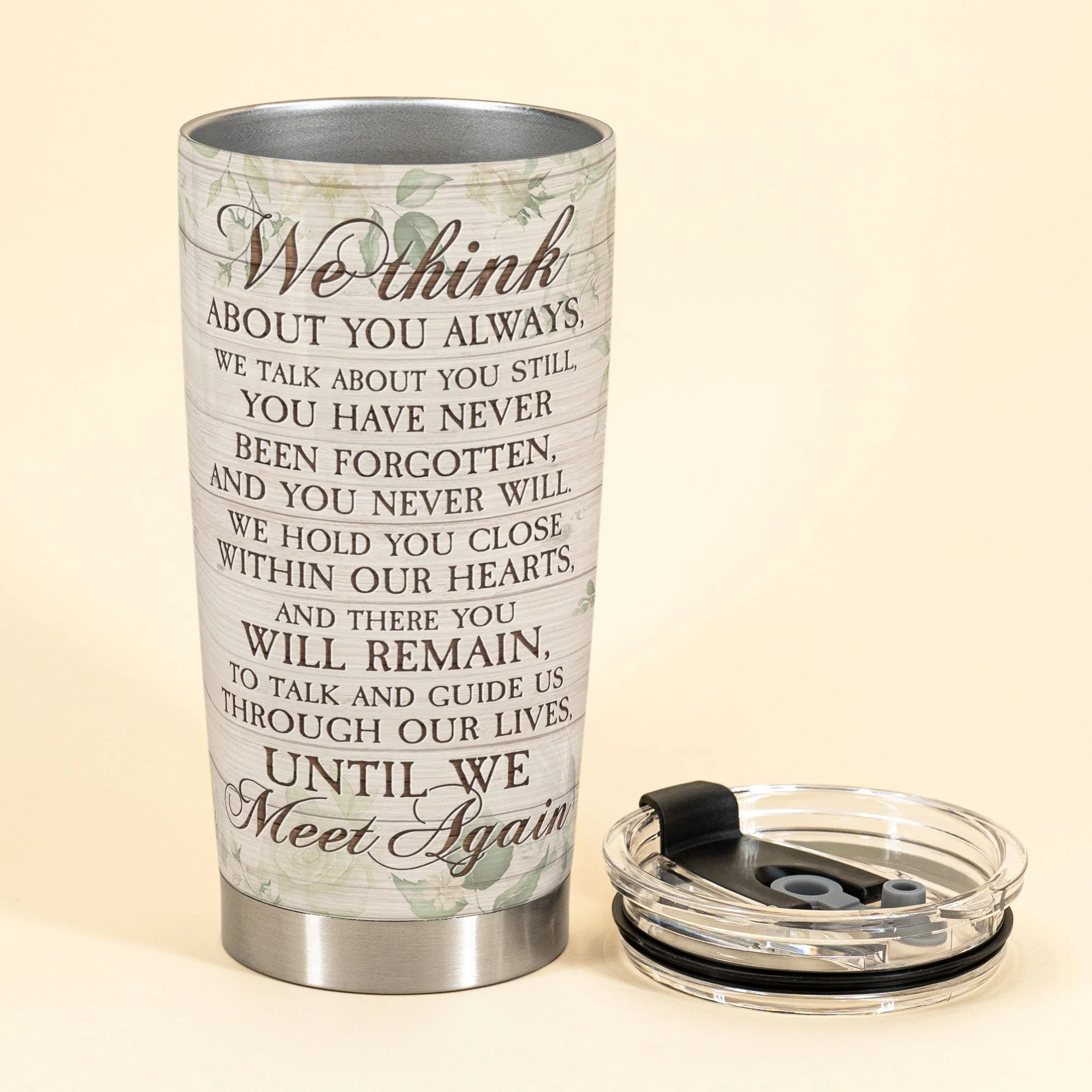 We Think About You Always - Personalized Tumbler - Memorial Gift For Family Members - Image 3