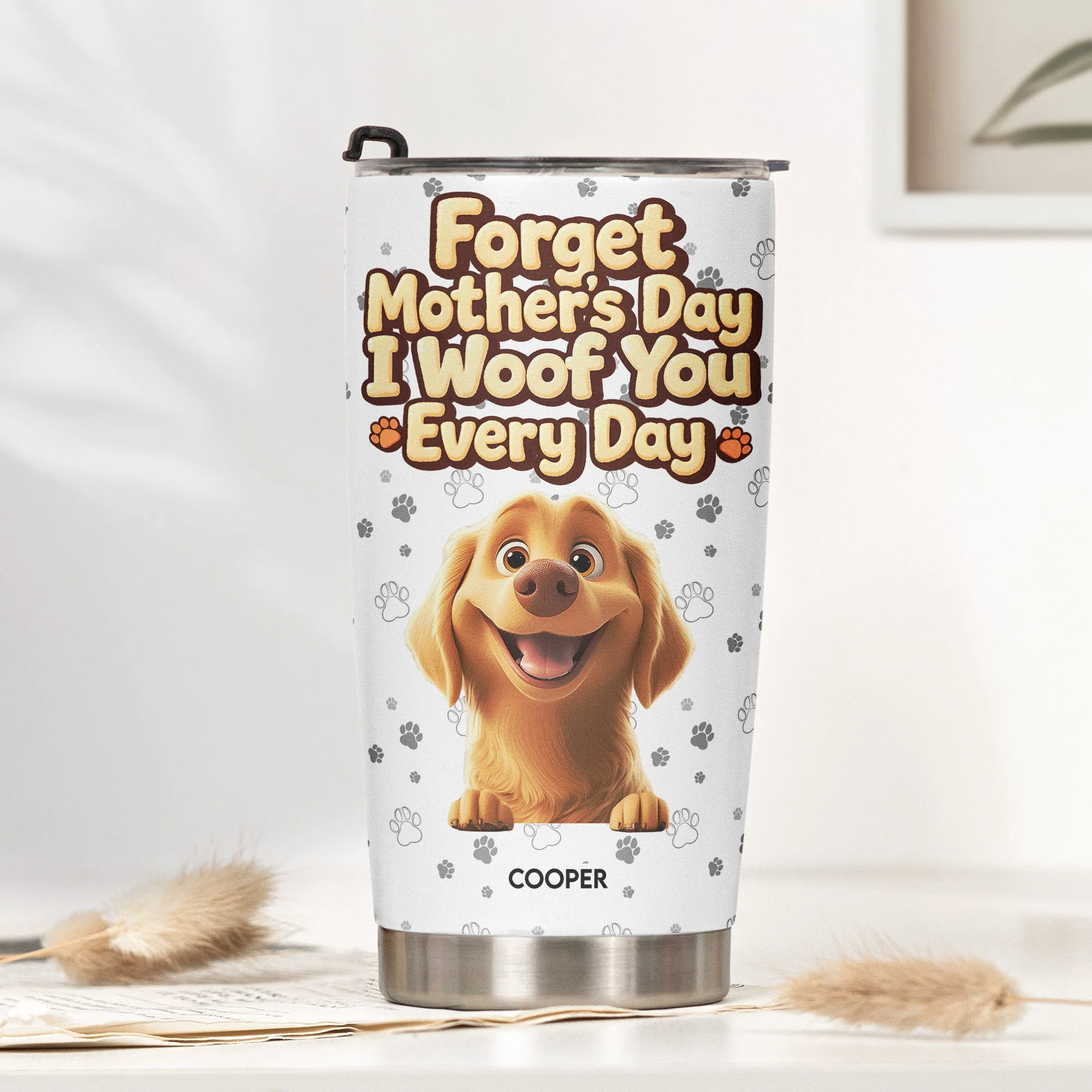 We Woof You Every Day - Personalized Tumbler - Image 2