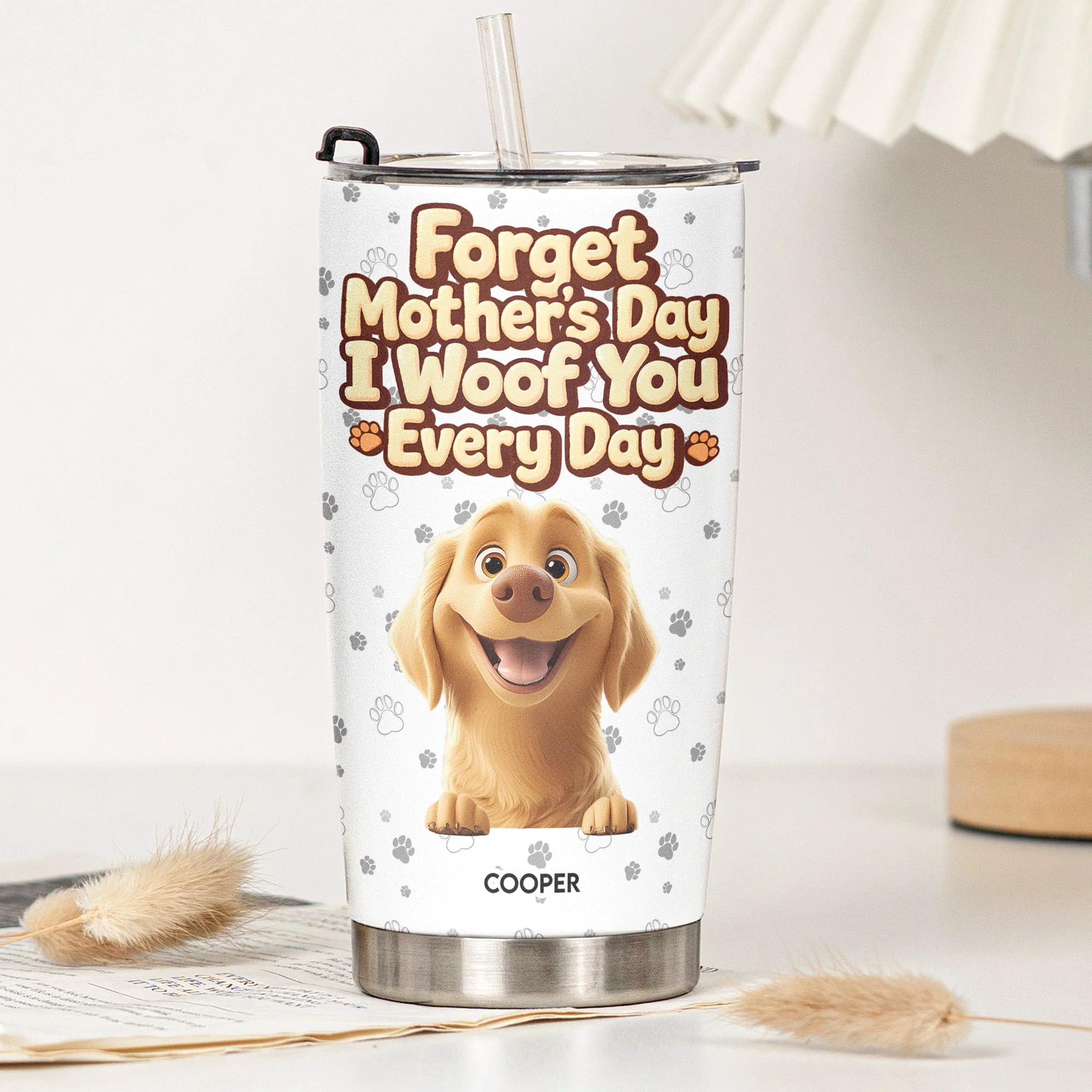We Woof You Every Day - Personalized Tumbler - Image 5