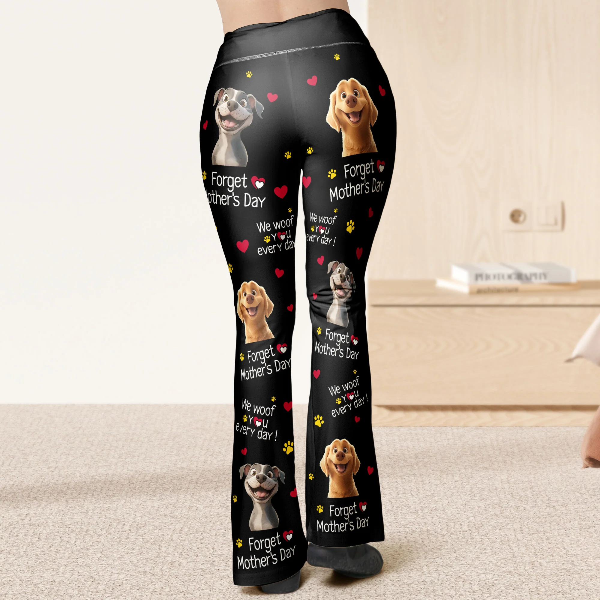 We Woof You We Meow You New Version - Personalized Flare Leggings - Image 3