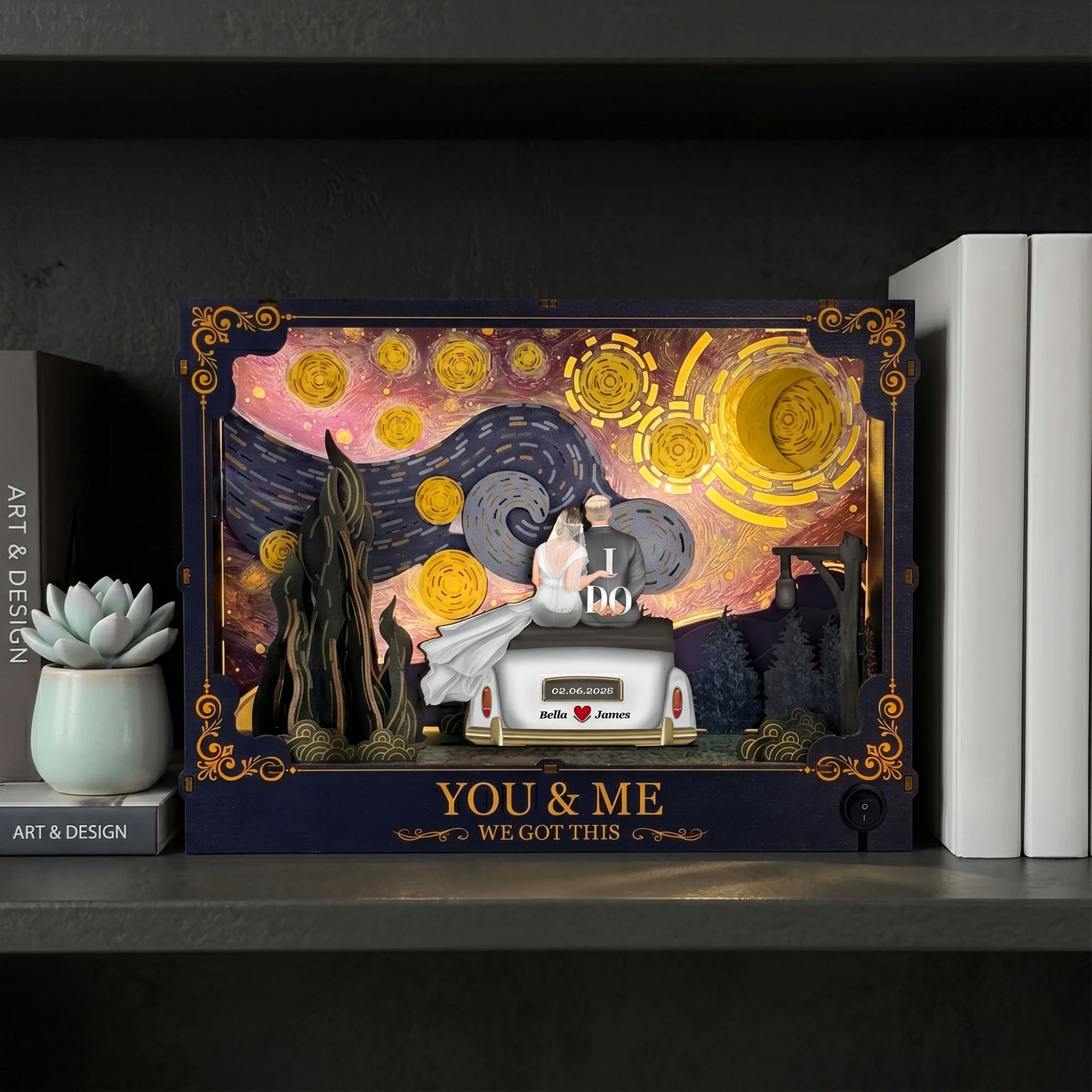 Wedding Couples Gifts - You & Me We Got This - Mr & Mrs Just Married - Personalized DIY Book Nook Kit - Image 6