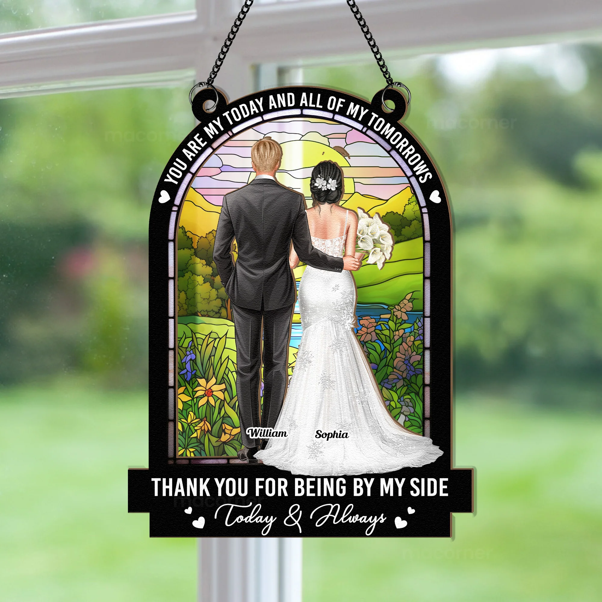 Wedding Gift All Of My Tomorrows - Personalized Window Hanging Suncatcher Ornament - Image 3
