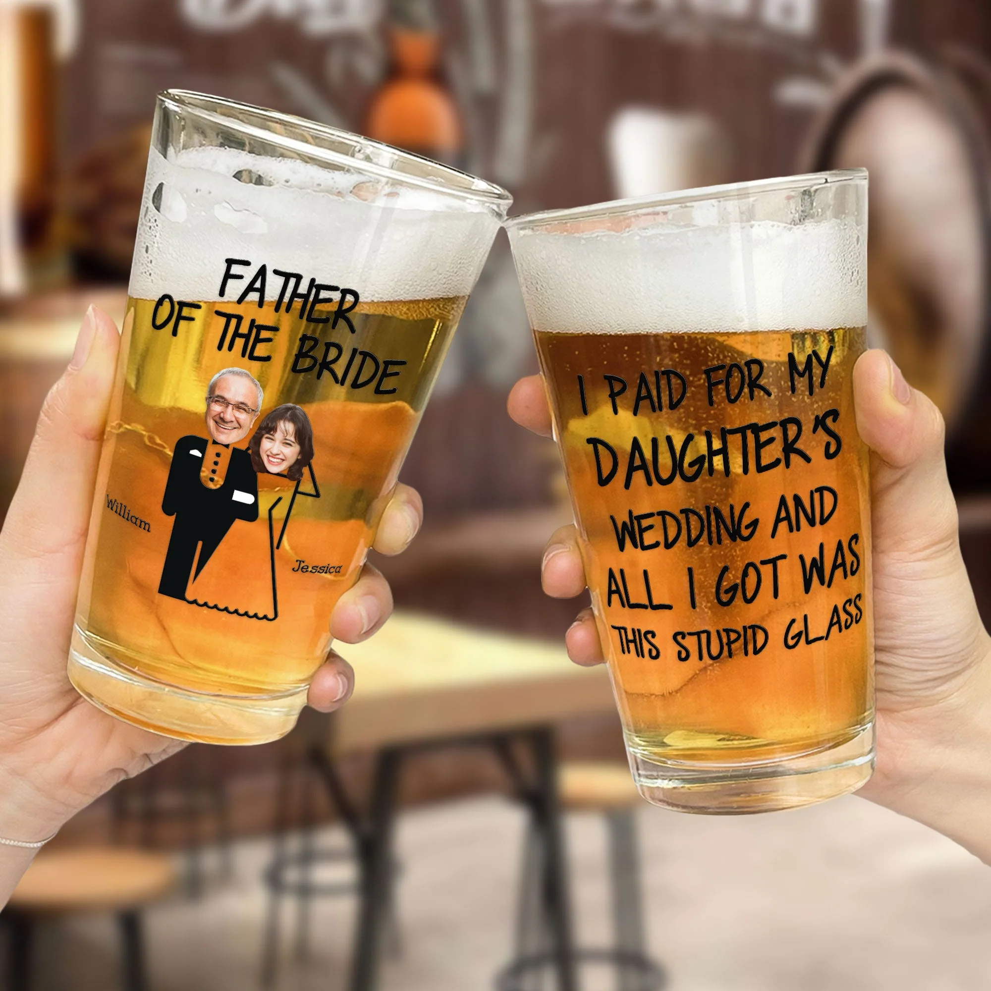 Wedding Gift For Dad I Paid For My Daughter's Wedding - Personalized Photo Beer Glass - Image 2