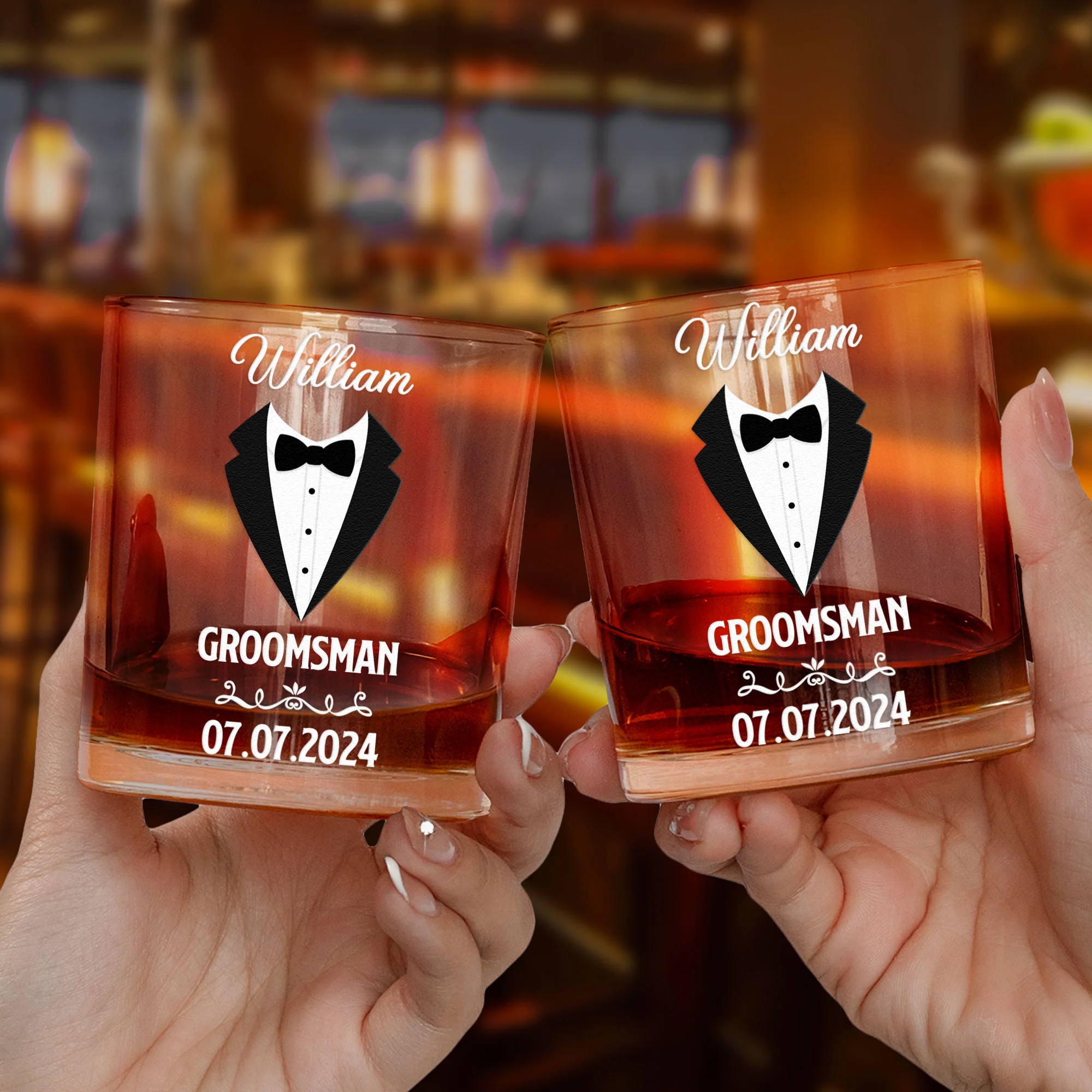 Wedding Gift For Groomsmen - Personalized Whiskey Glass - Image 3