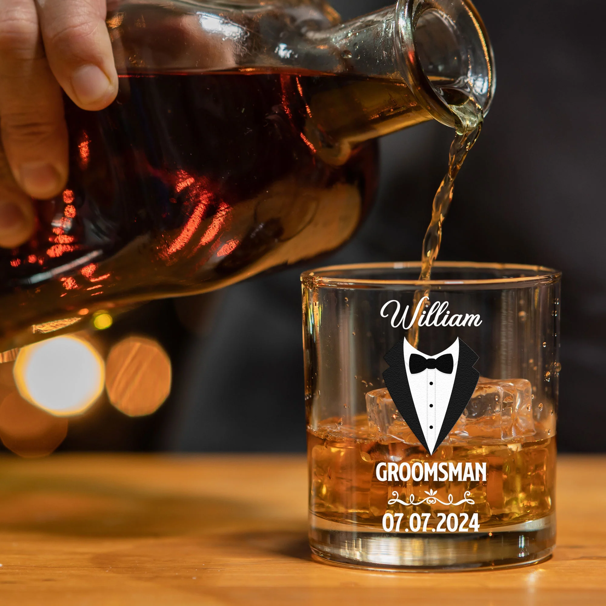 Wedding Gift For Groomsmen - Personalized Whiskey Glass - Image 4