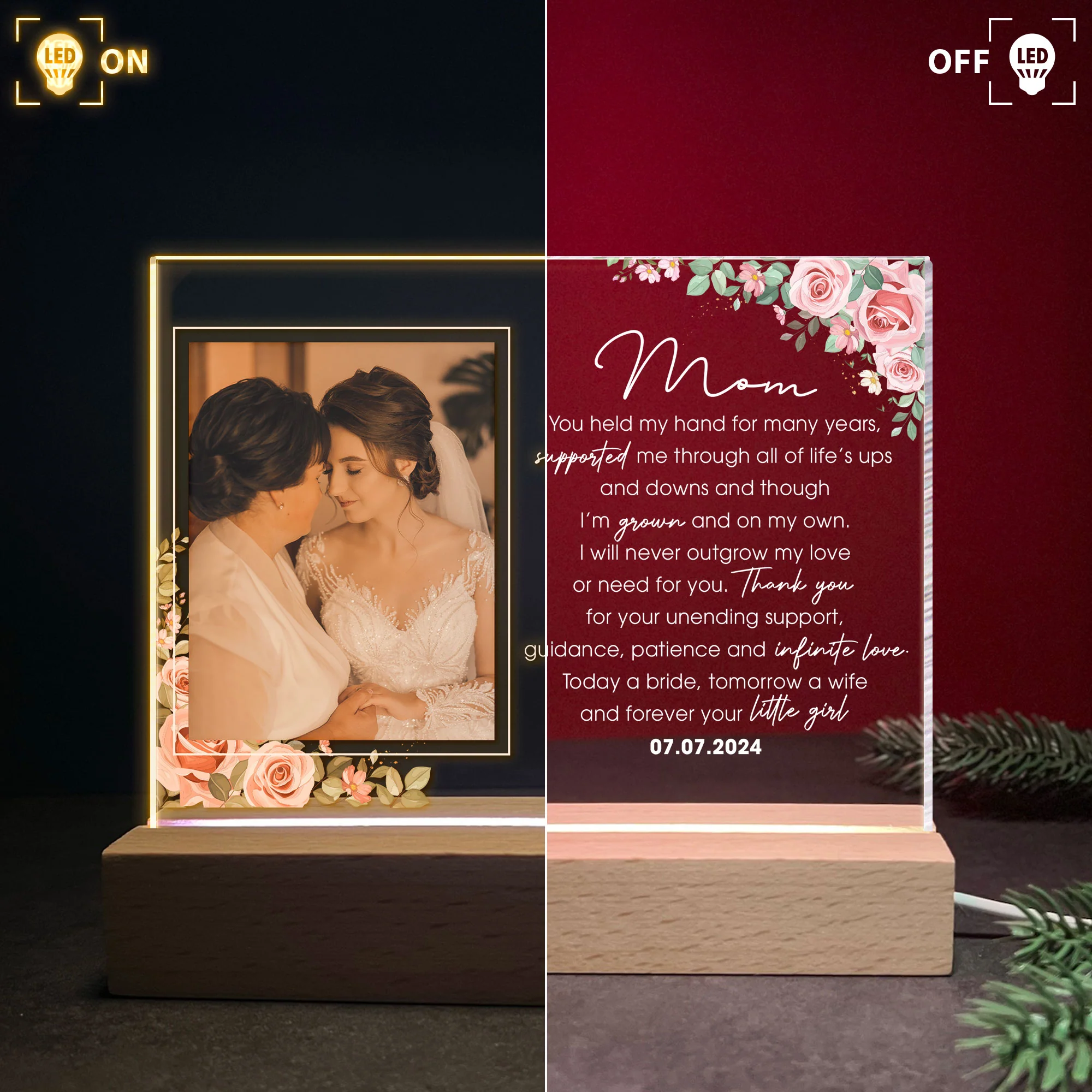 Wedding Gift For Mom From Bride - Personalized Photo LED Light - Image 2