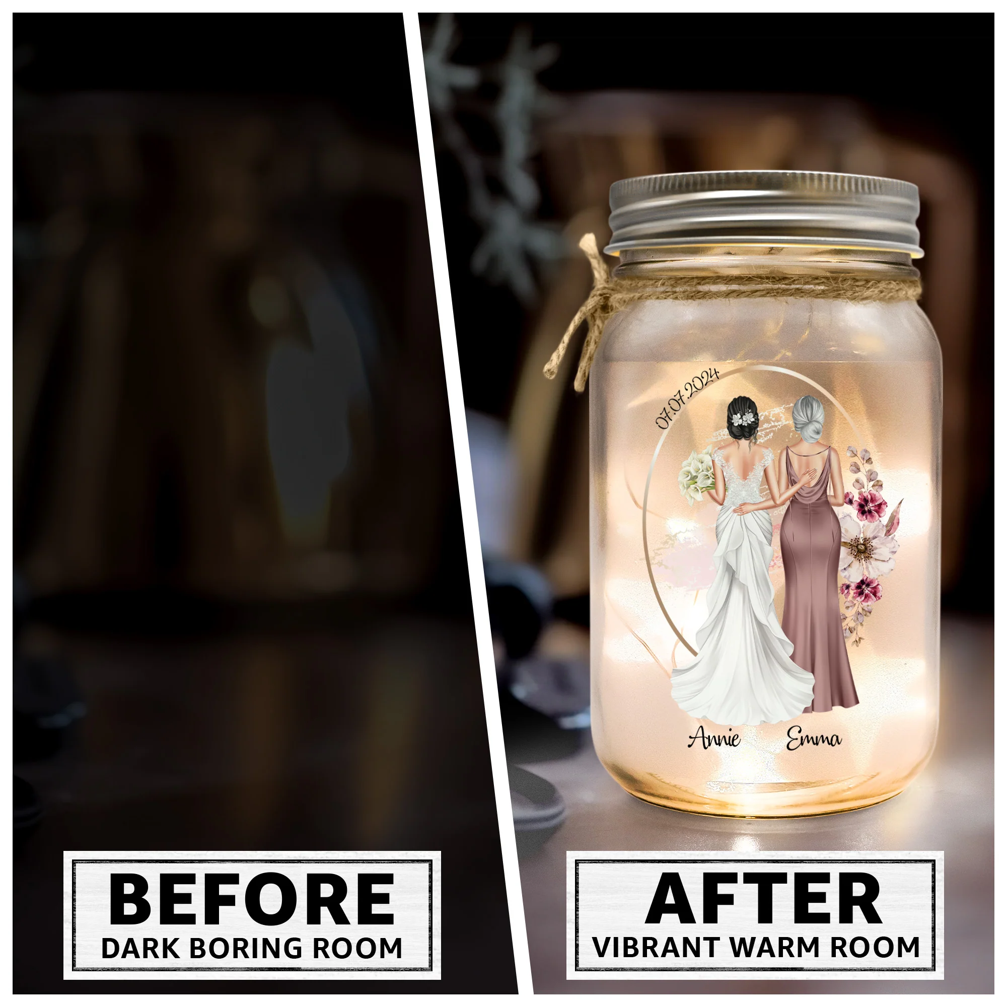 Wedding Gift Mom Thank You For Every Sacrifice - Personalized Mason Jar Light - Image 4