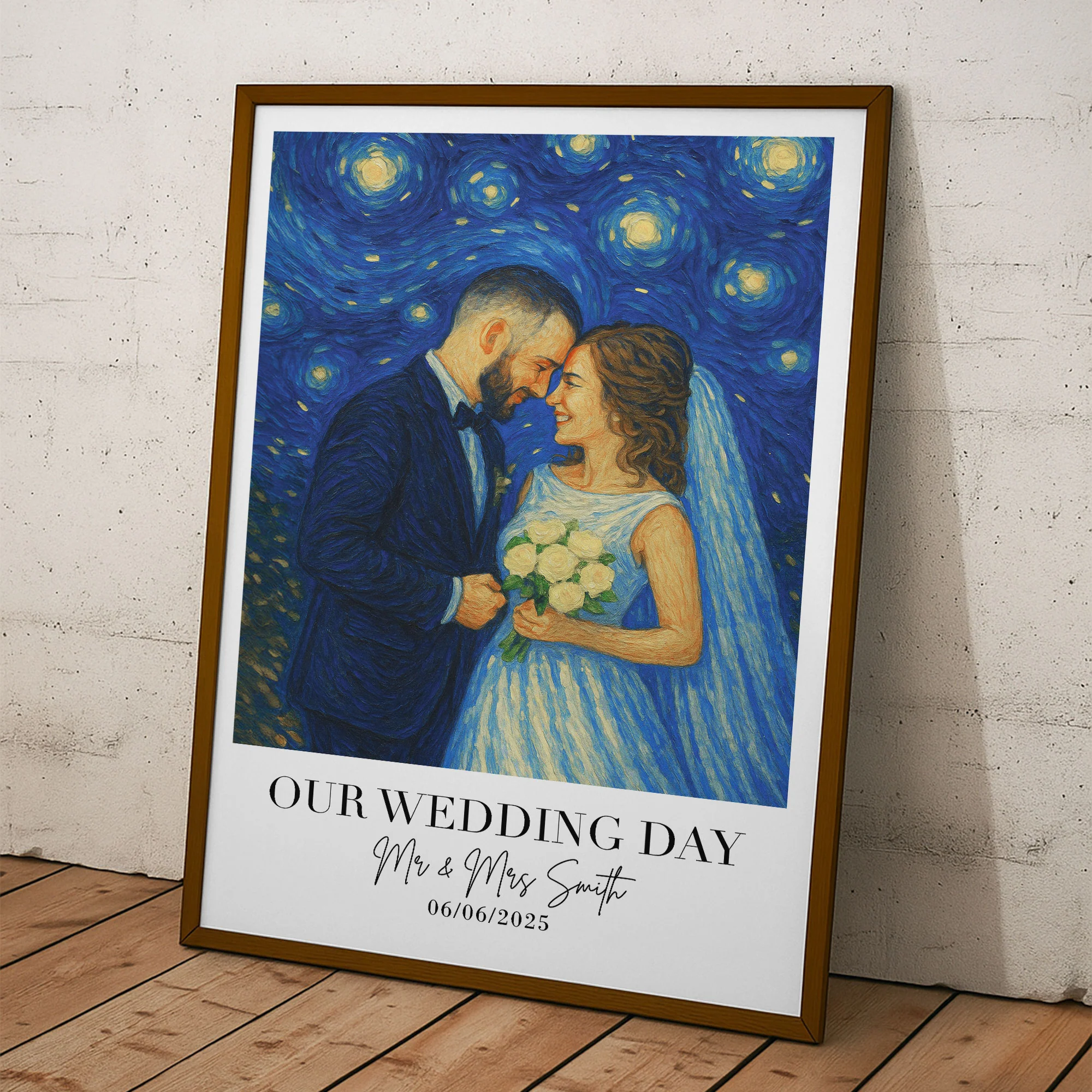 Wedding Gift Wedding Anniversary Van Gogh Wall Art - Personalized Photo Poster - Image 5