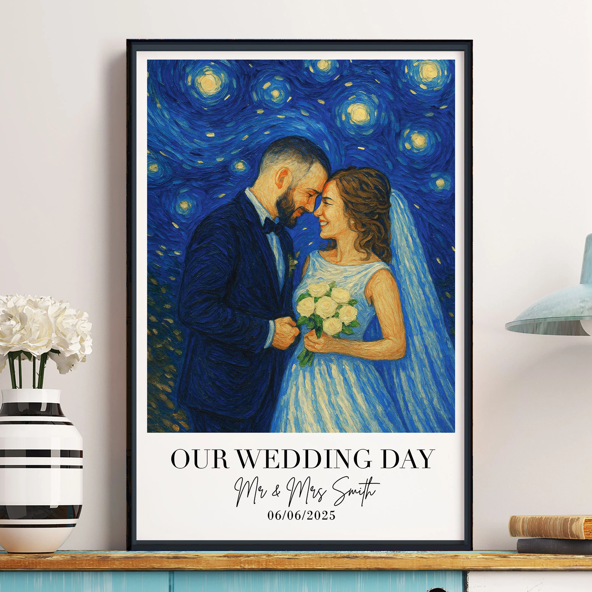 Wedding Gift Wedding Anniversary Van Gogh Wall Art - Personalized Photo Poster - Image 8