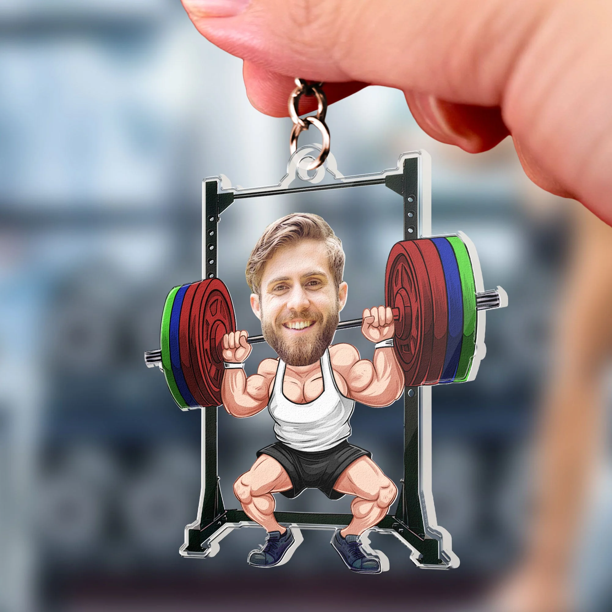 Weight Lifting Custom Photo - Personalized Acrylic Photo Keychain - Image 4