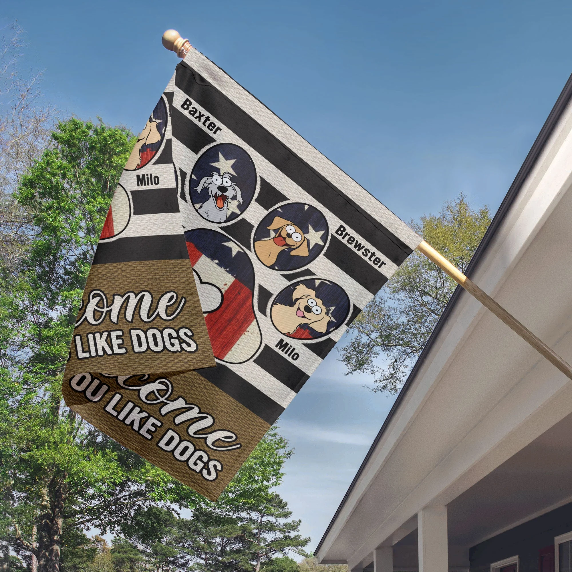 Welcome Flag Hope You Like Dogs - Personalized Flag - Image 2
