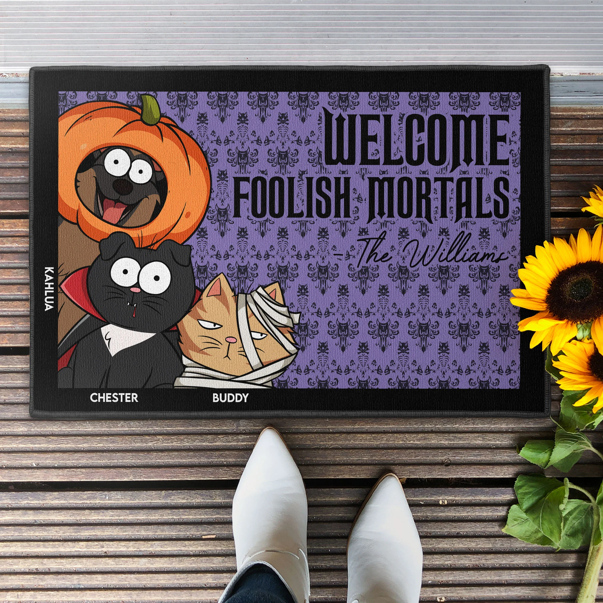 Welcome Foolish Mortals - New Version - Personalized Doormat - Image 6