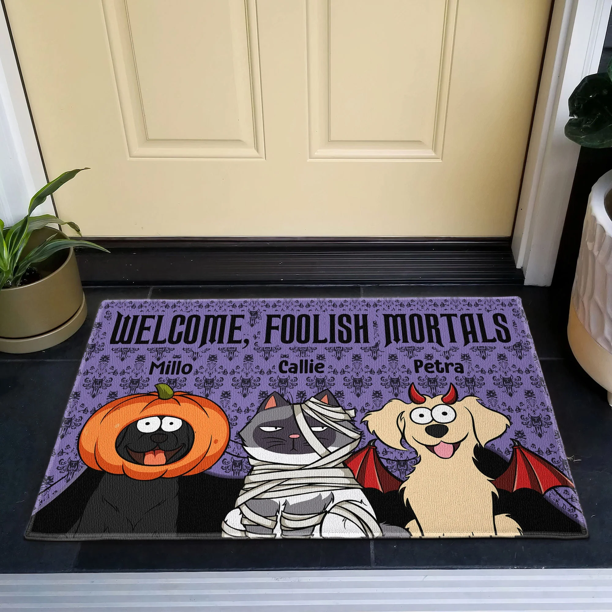 Welcome Foolish Mortals - Pet Version - Personalized Doormat - Image 3