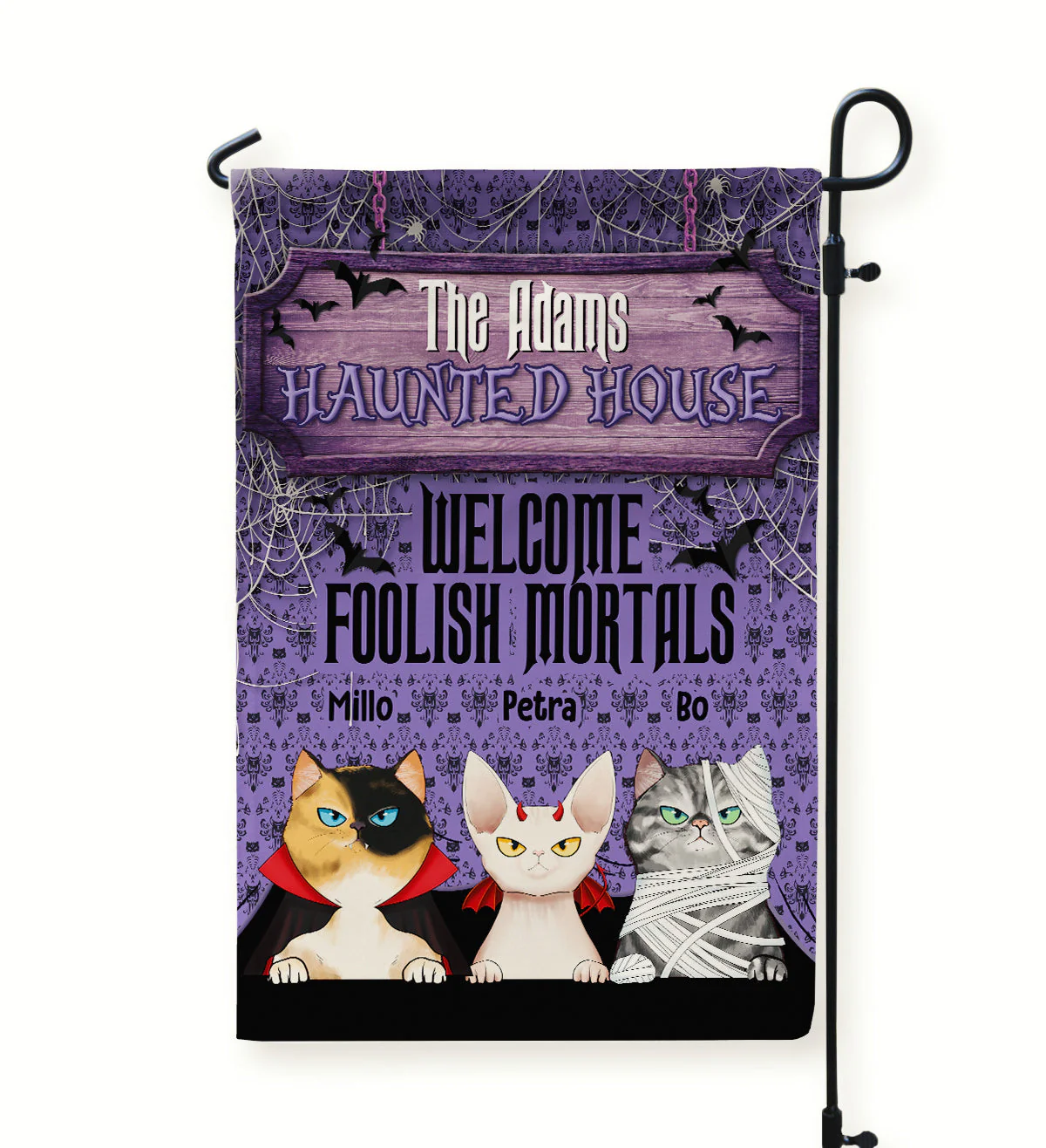 Welcome Foolish Mortals To Haunted House - Personalized Flag - Image 2