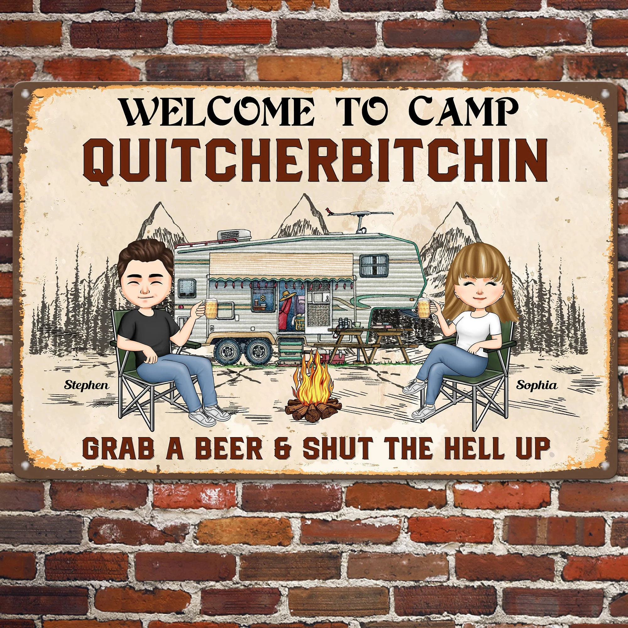 Welcome To Camp Quitcherbitchin - Personalized Metal Sign - Image 2