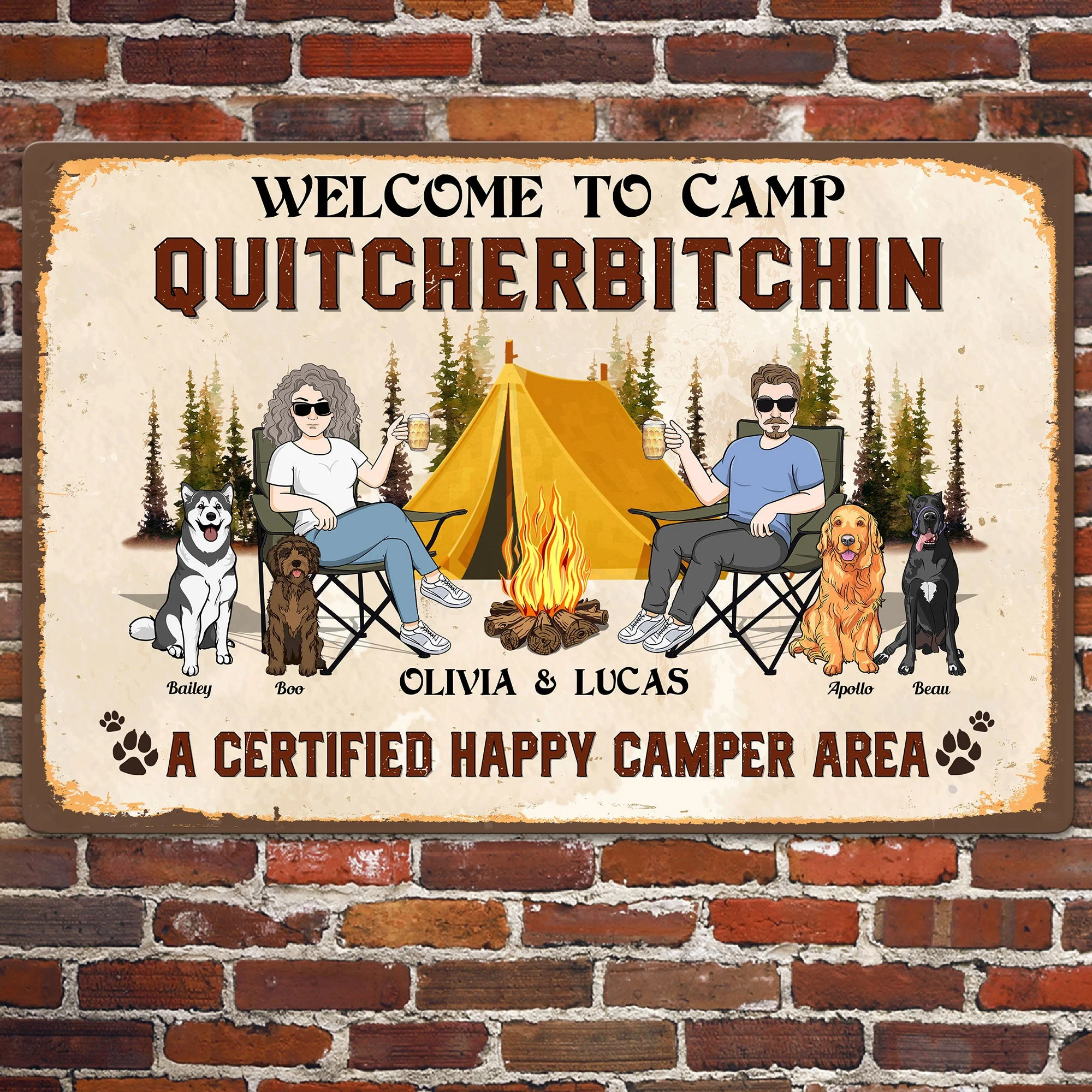Welcome To Camp Quitcherbitchin - Personalized Metal Sign - Image 2