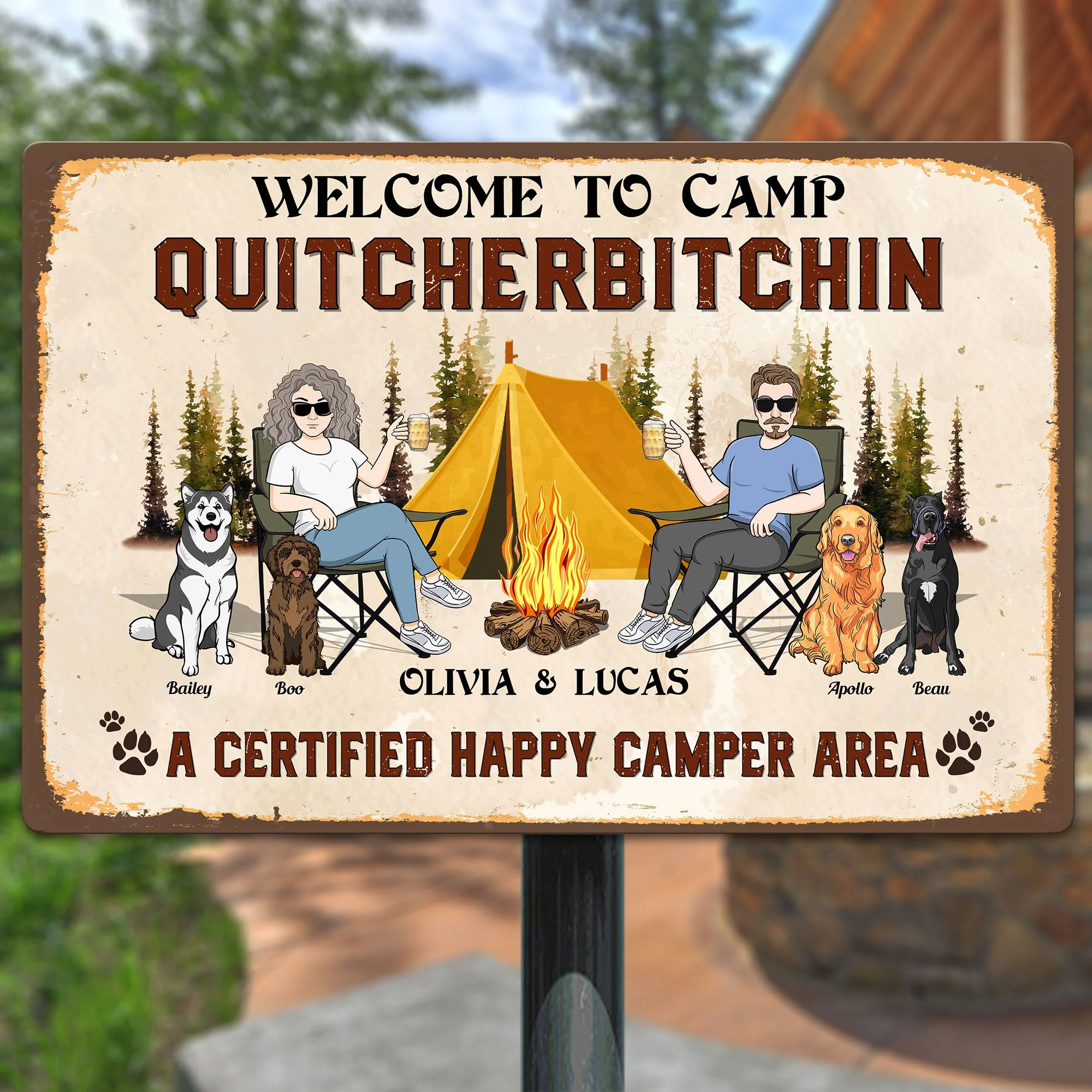 Welcome To Camp Quitcherbitchin - Personalized Metal Sign - Image 3