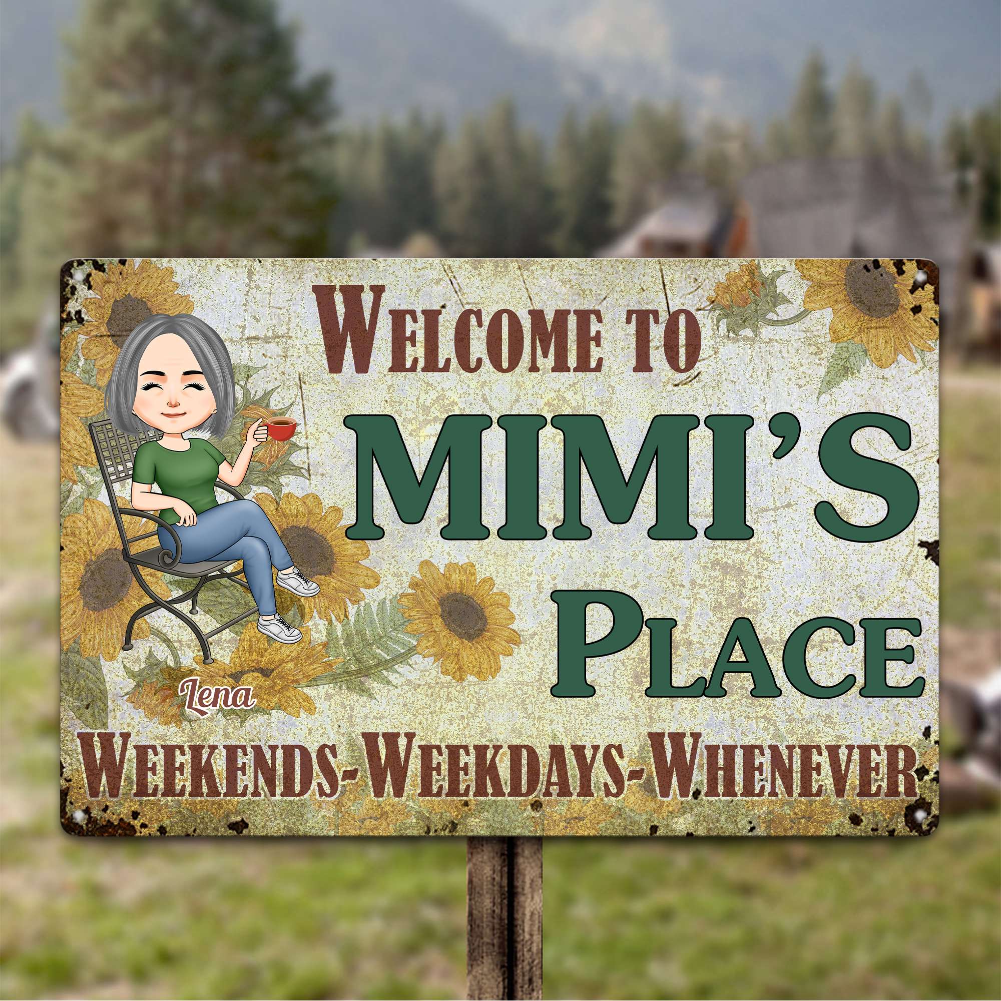 Welcome To Mimi's, Grandma Place - Personalized Metal Sign - Image 2