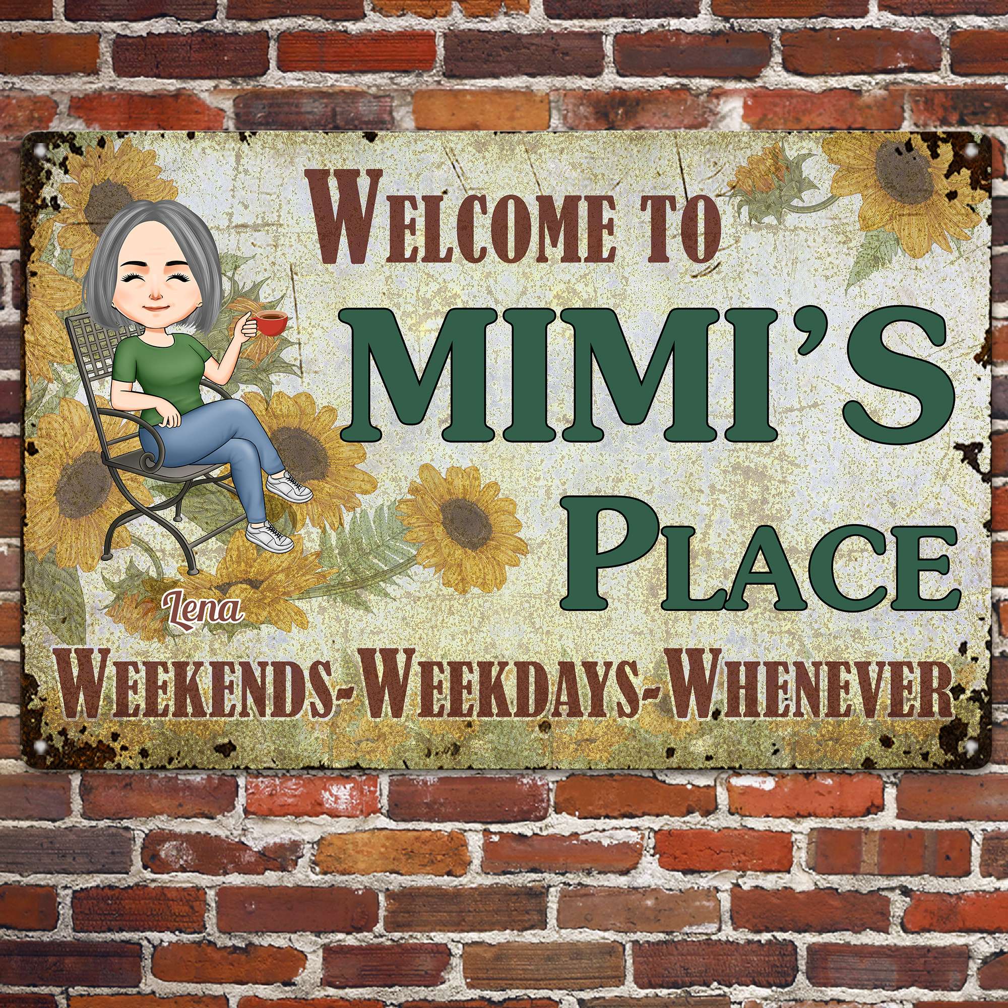 Welcome To Mimi's, Grandma Place - Personalized Metal Sign - Image 3