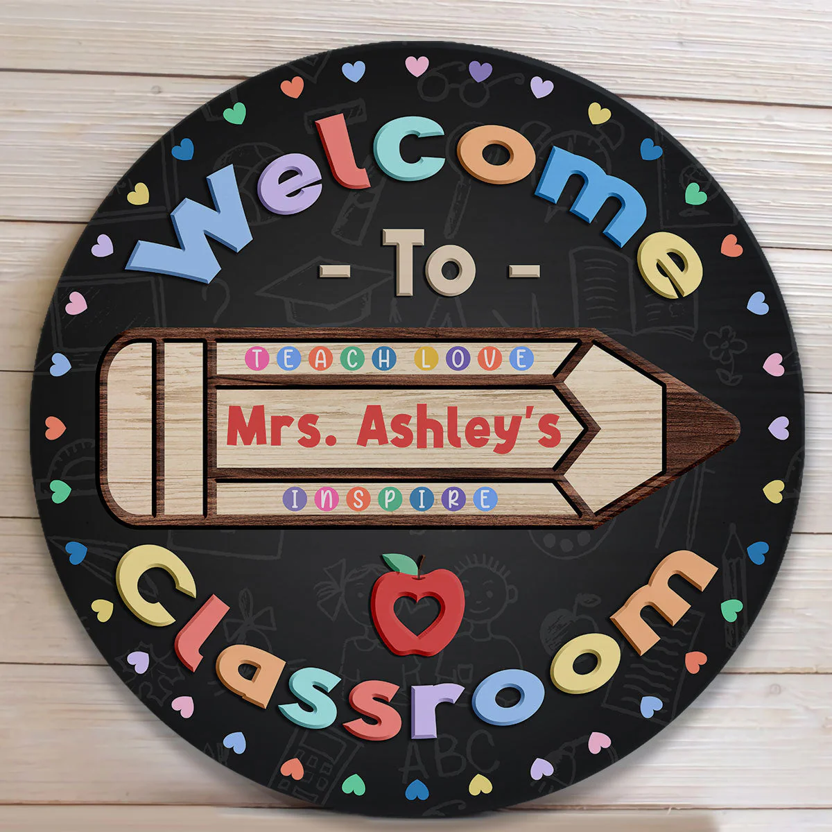 Welcome To Our Classroom - Personalized Round Wood Sign - Image 3