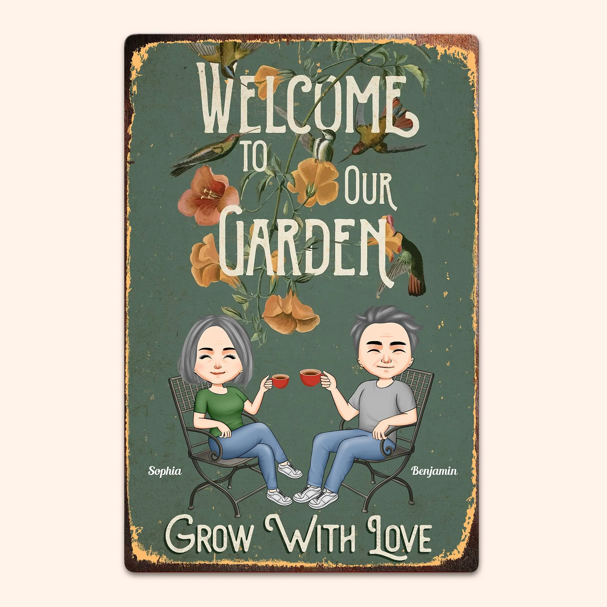 Welcome To Our Garden - Personalized Metal Sign
