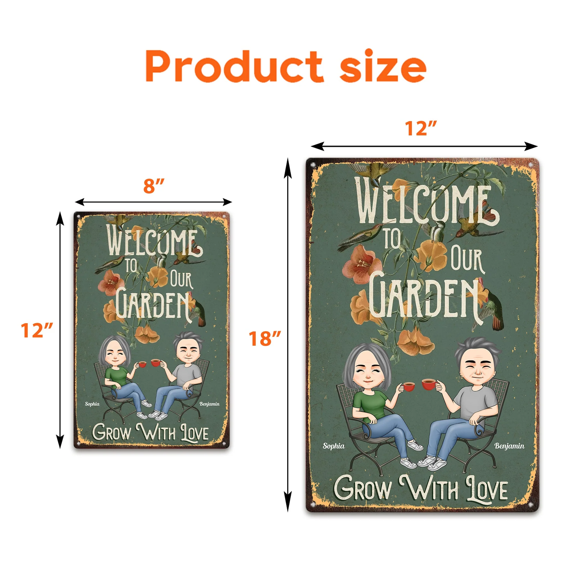 Welcome To Our Garden - Personalized Metal Sign - Image 3