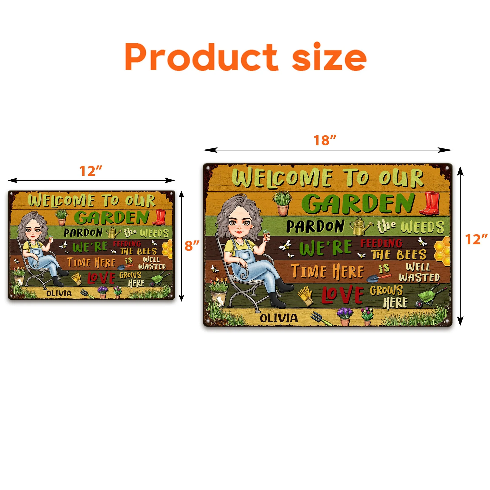 Welcome To Our Garden - Personalized Metal Sign - Image 4