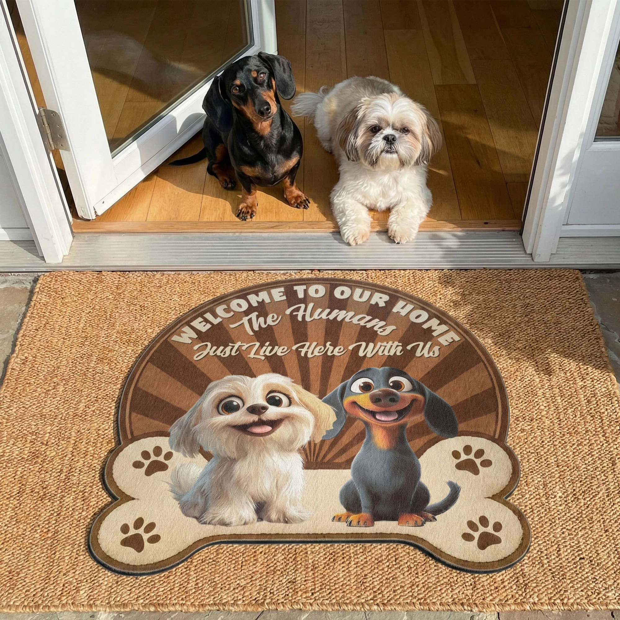 Welcome To Our Home - The Humans Just Live Here With Us - Personalized Doormat - Image 3