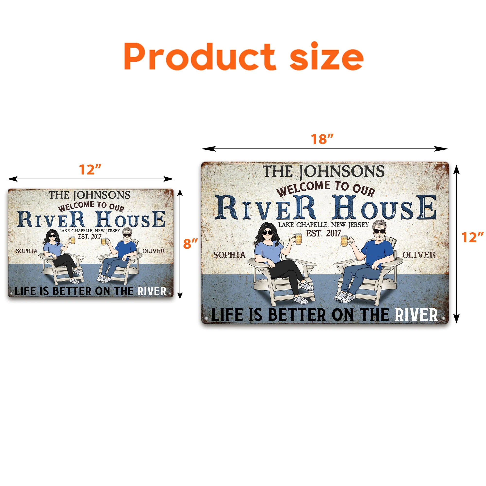 Welcome To Our River House - Personalized Metal Sign - Image 2