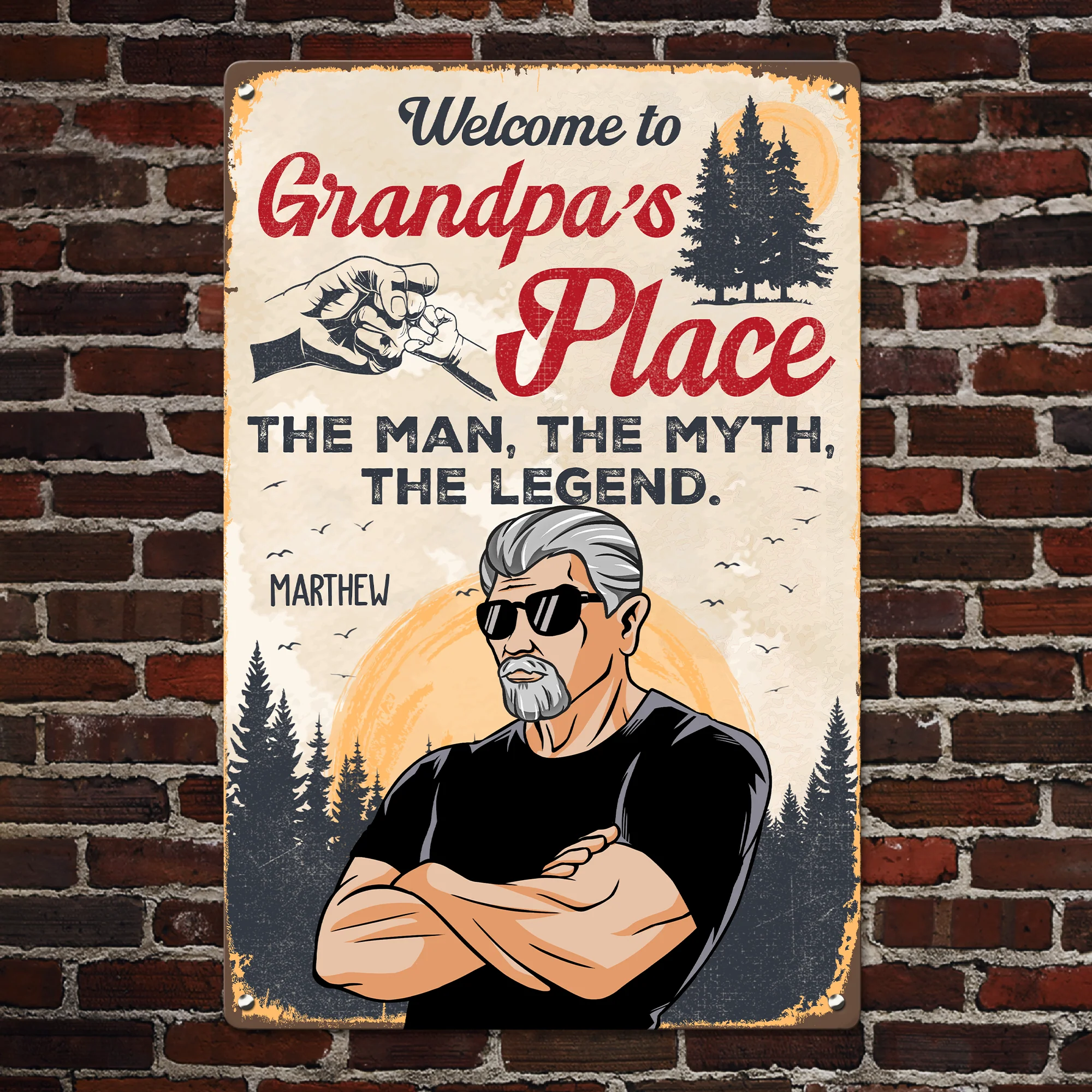 Welcome To Papa's Place - Personalized Metal Sign - Image 2