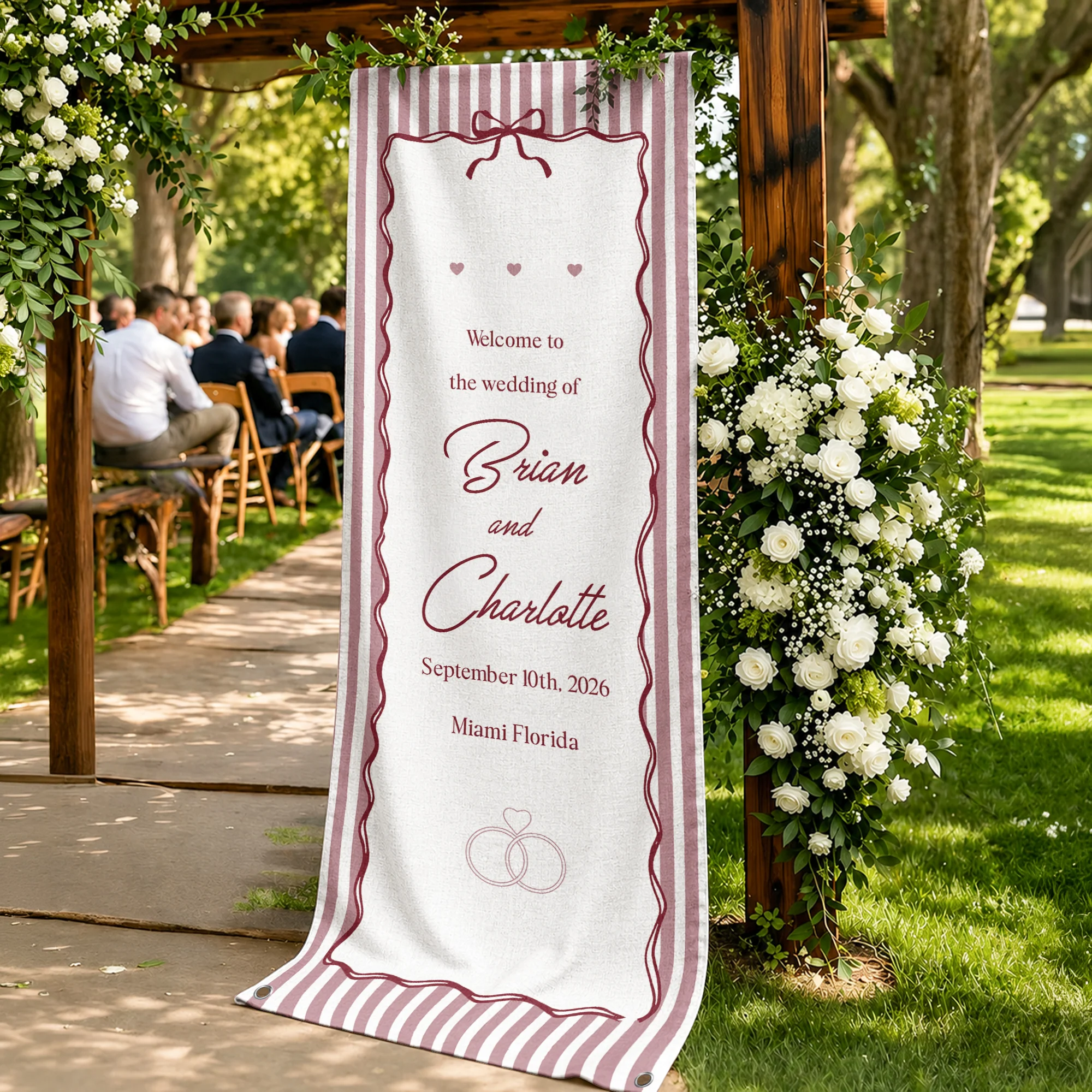 Welcome To The Wedding Of Wedding Sign Striped Style - Personalized Welcome Sign - Image 2