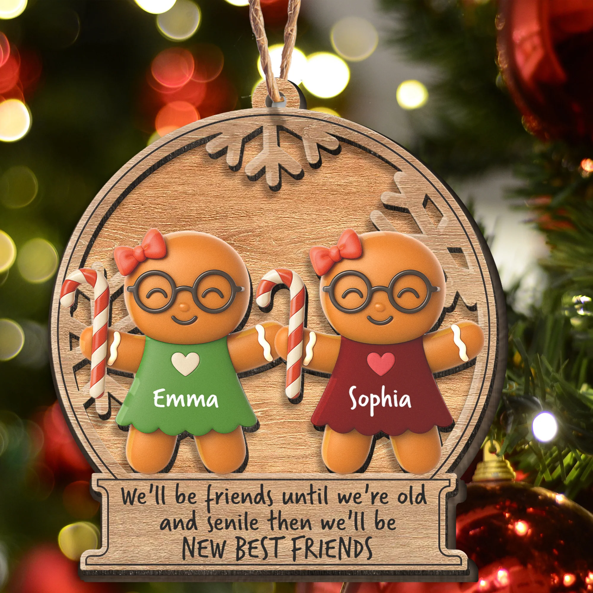 We'll Be Friends Until We're Old - Personalized Wooden Ornament - Image 2