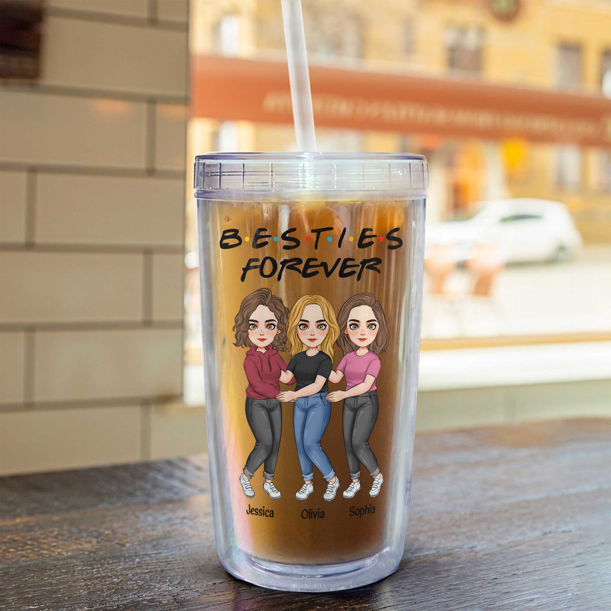 We'll Be New Besties - Personalized Acrylic Tumbler With Straw - Image 5
