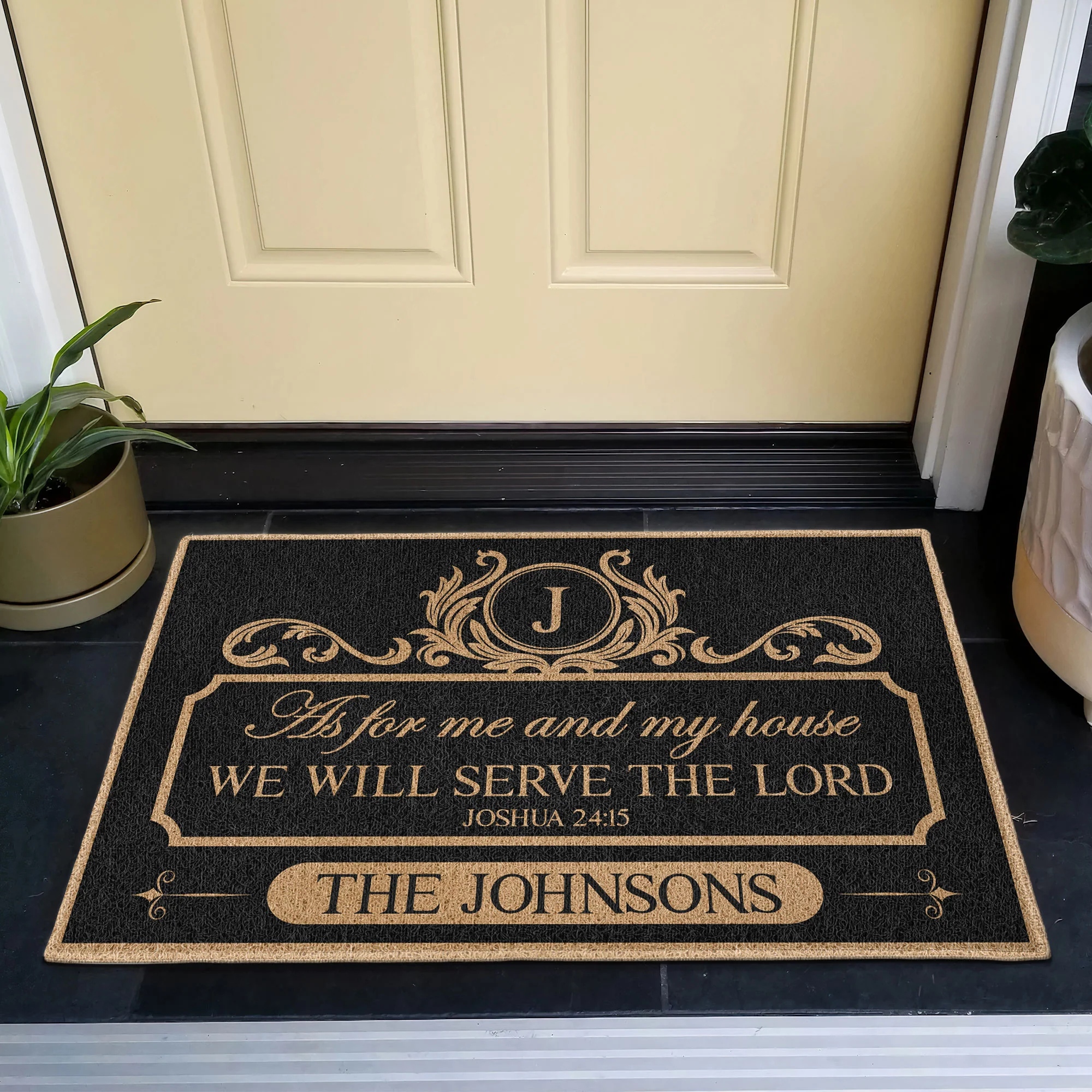 We'll Serve The Lord - Personalized Doormat - Image 2