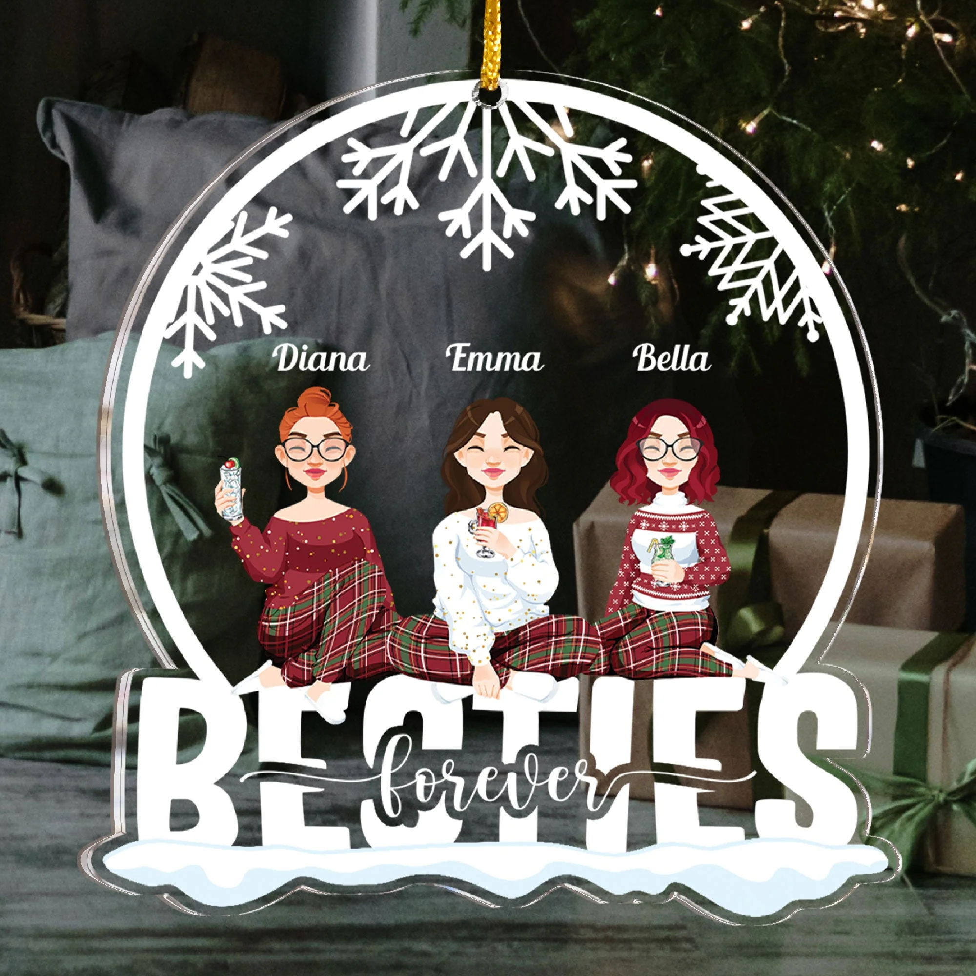 We're Besties Forever - Personalized Acrylic Ornament - Image 4