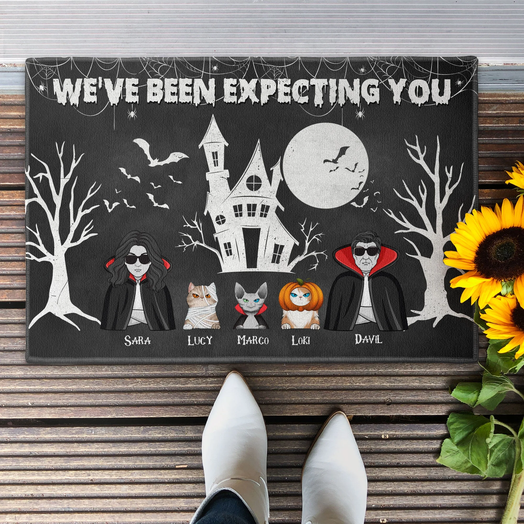 We've Been Expecting You - Personalized Doormat - Halloween, Home Decor Gift For Family, Dad, Mom, Halloween Decor, Cat Lovers, Cat Owners - Image 2