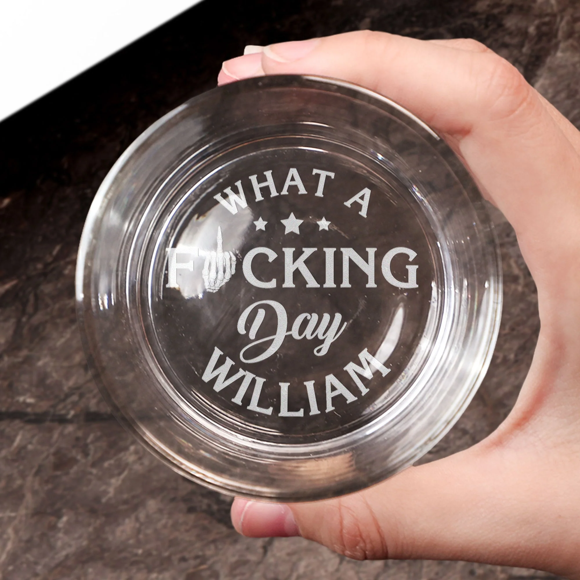 What A Fucking Day - Personalized Engraved Whiskey Glass - Image 3