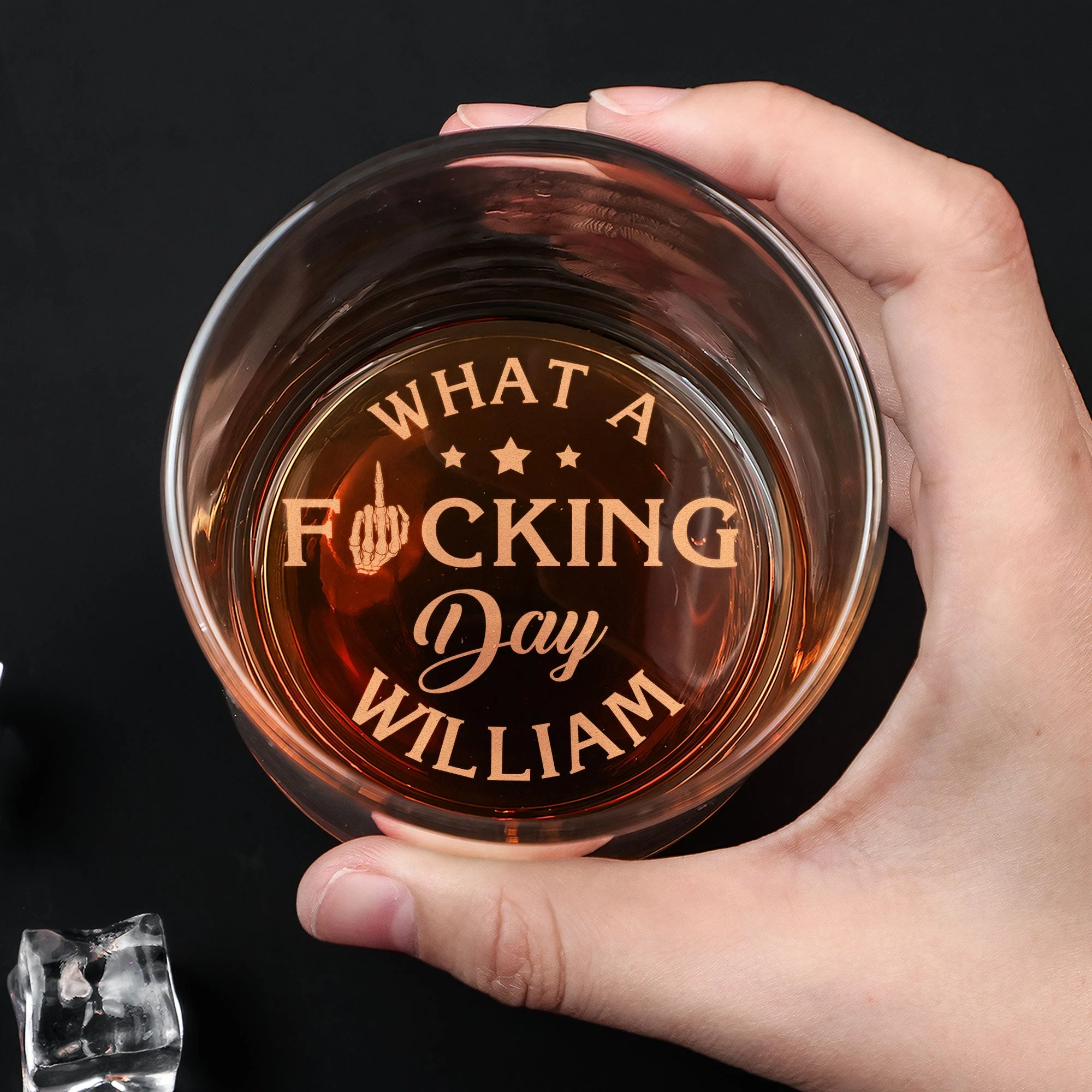 What A Fucking Day - Personalized Engraved Whiskey Glass - Image 4