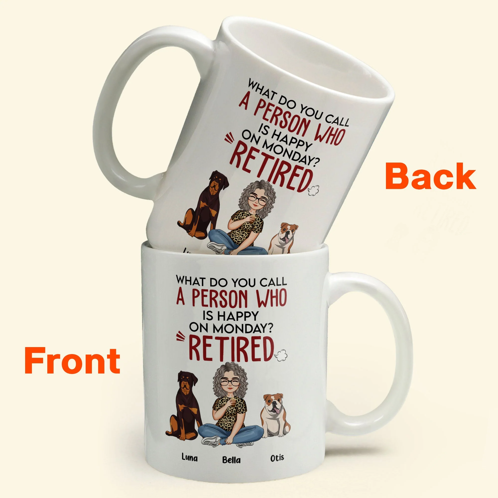 What Do You Call A Person Who Is Happy On Monday? Retired! - Personalized Mug - Image 3