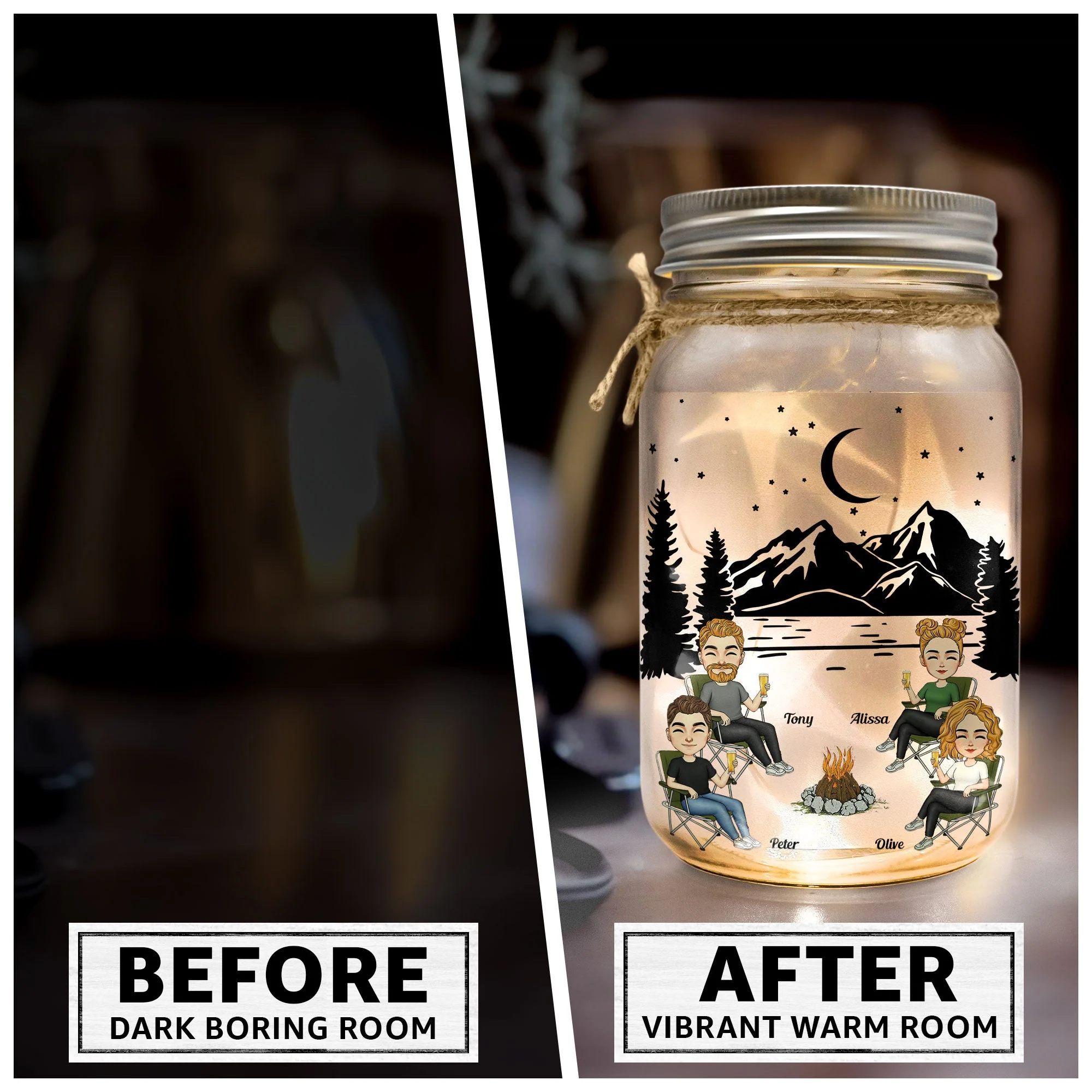 What Happens At The Campfire Gets Laughed About All Year Long - Personalized Mason Jar Light - Image 5