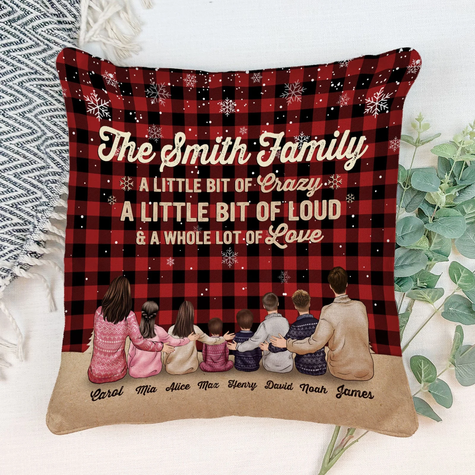 What We Love About Our Home - Personalized Pillow (Insert Included) - Christmas Gift For Family Members - Hugging Family - Image 2