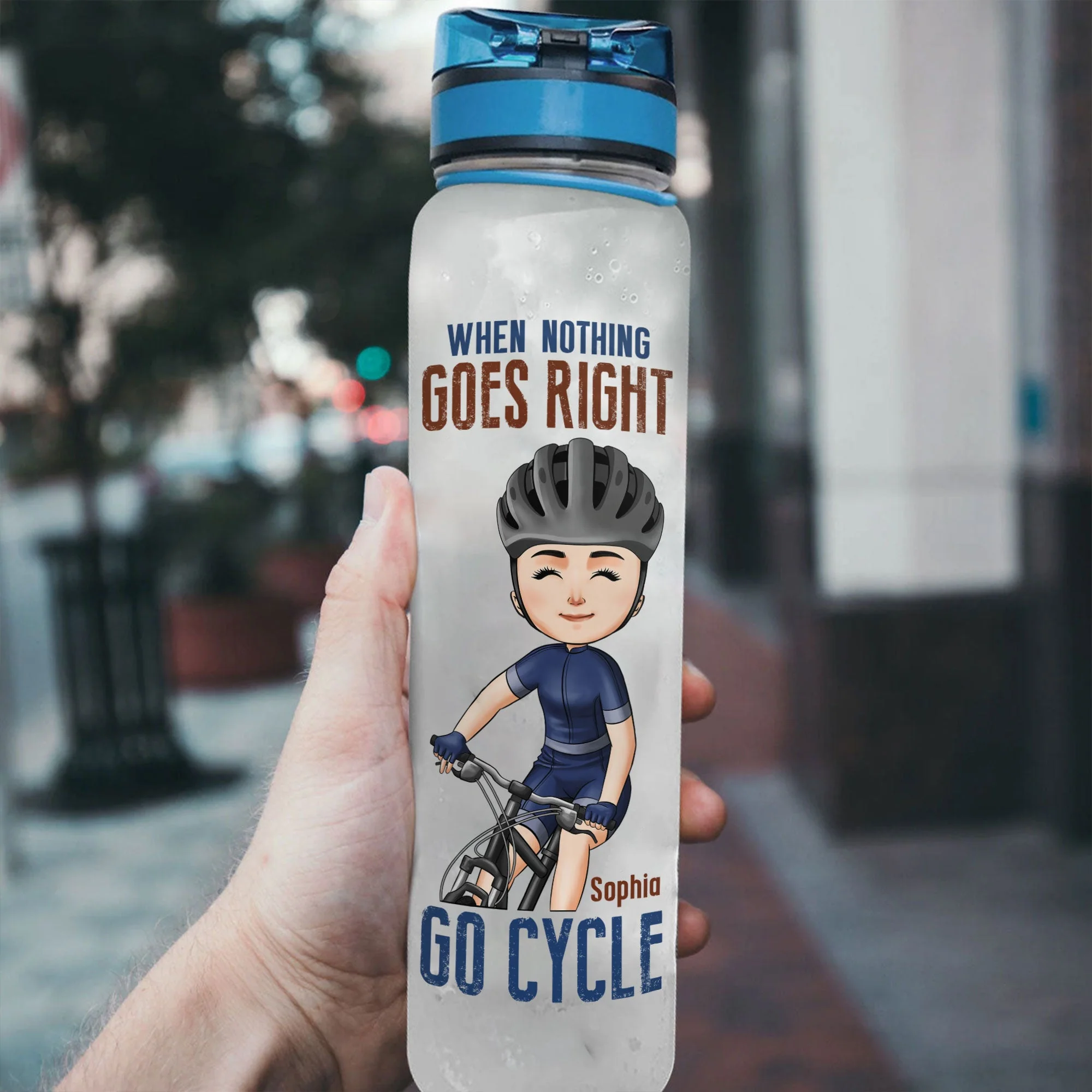 When Nothing Goes Right Go Cycle  - Personalized Water Tracker Bottle - Image 3
